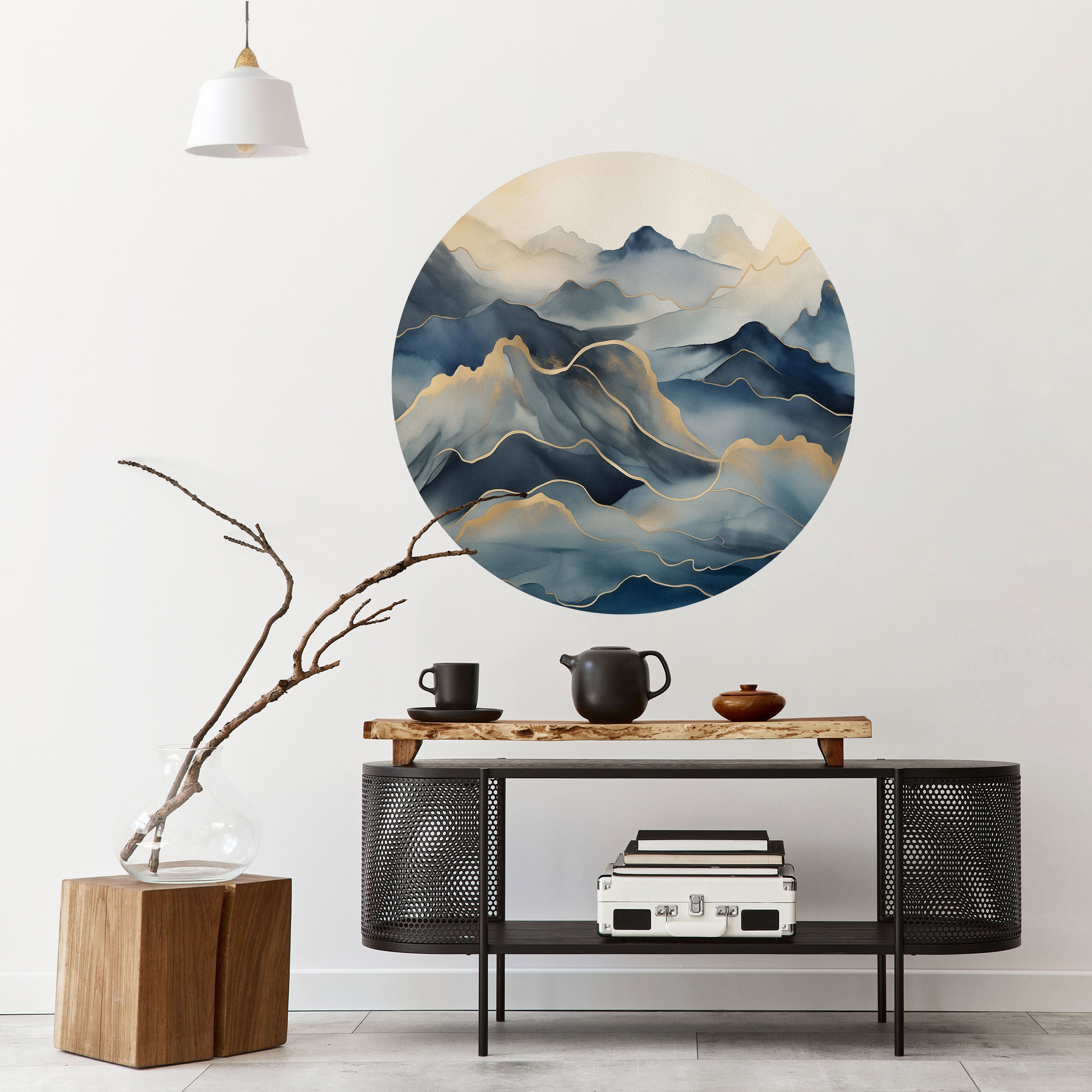 GOLDEN MOUNTAIN FOG Naklejka okrągła