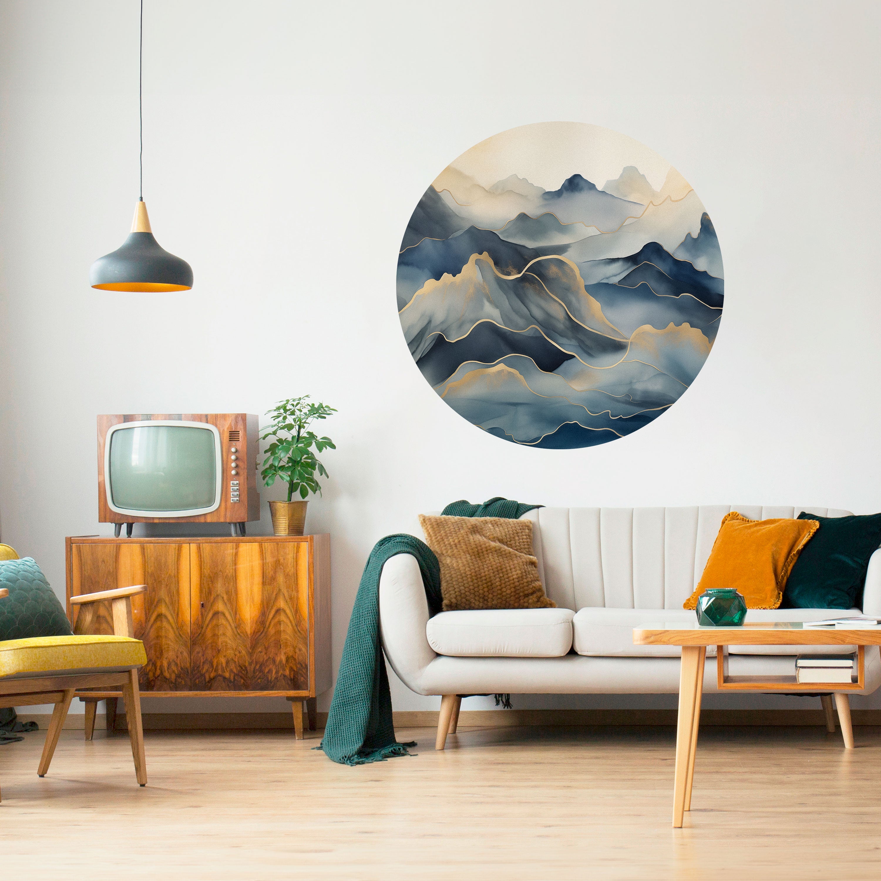 GOLDEN MOUNTAIN FOG Naklejka okrągła