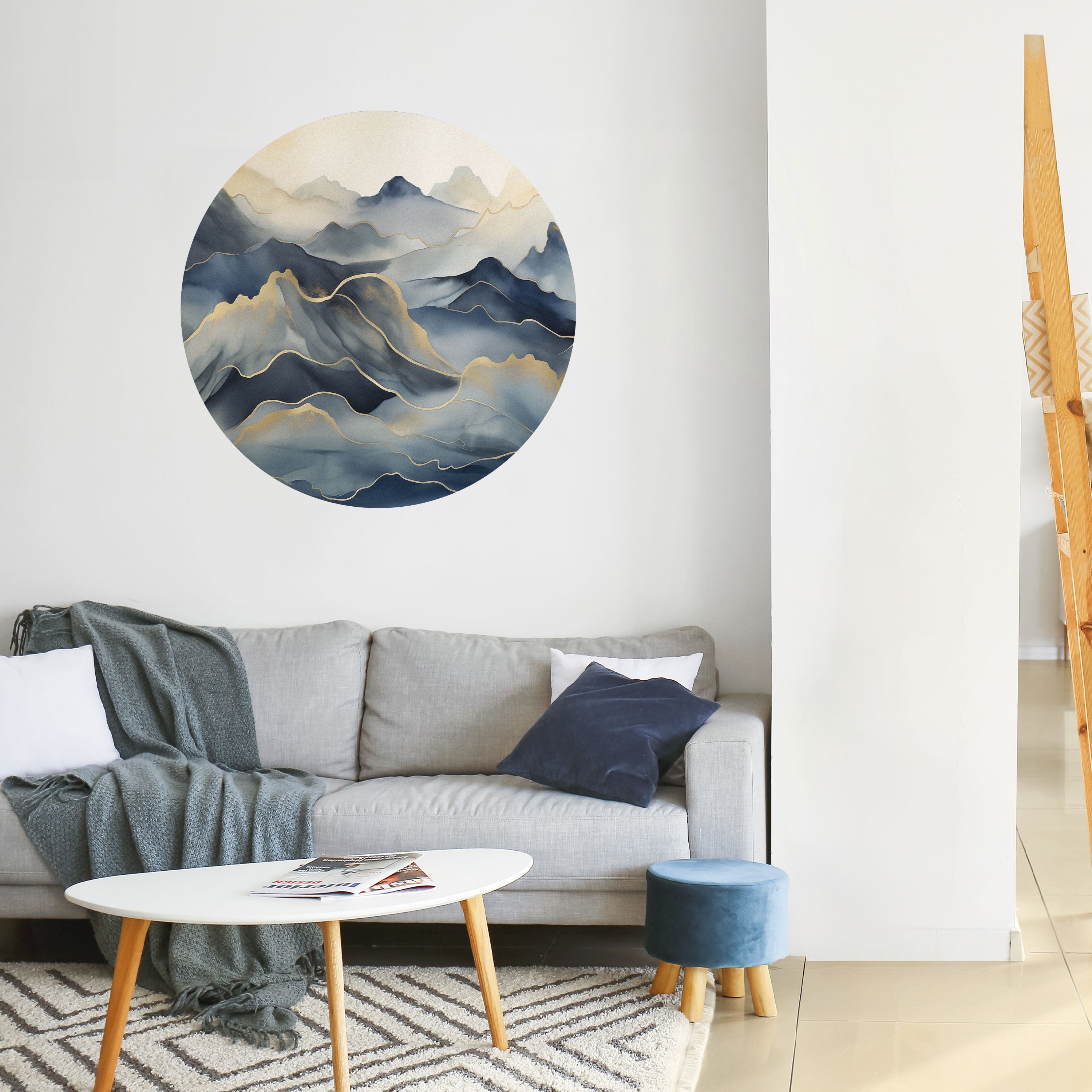 GOLDEN MOUNTAIN FOG Naklejka okrągła