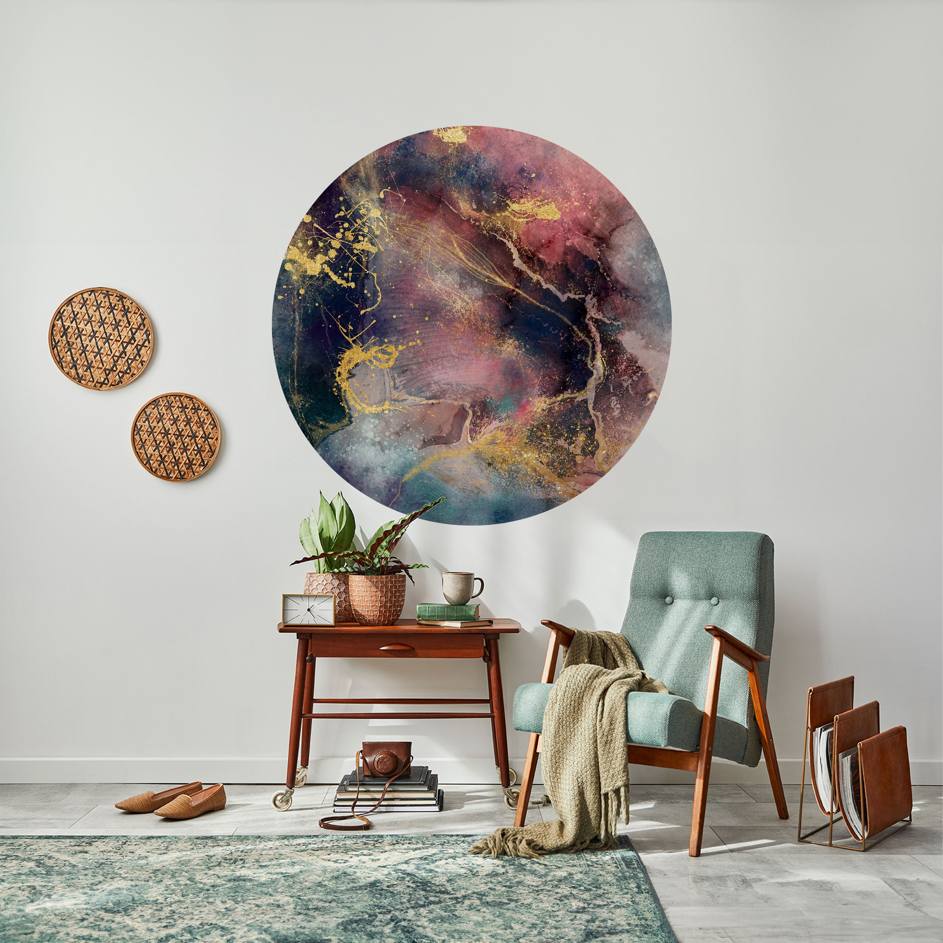 GALAXY GOLDEN DUST Naklejka okrągła