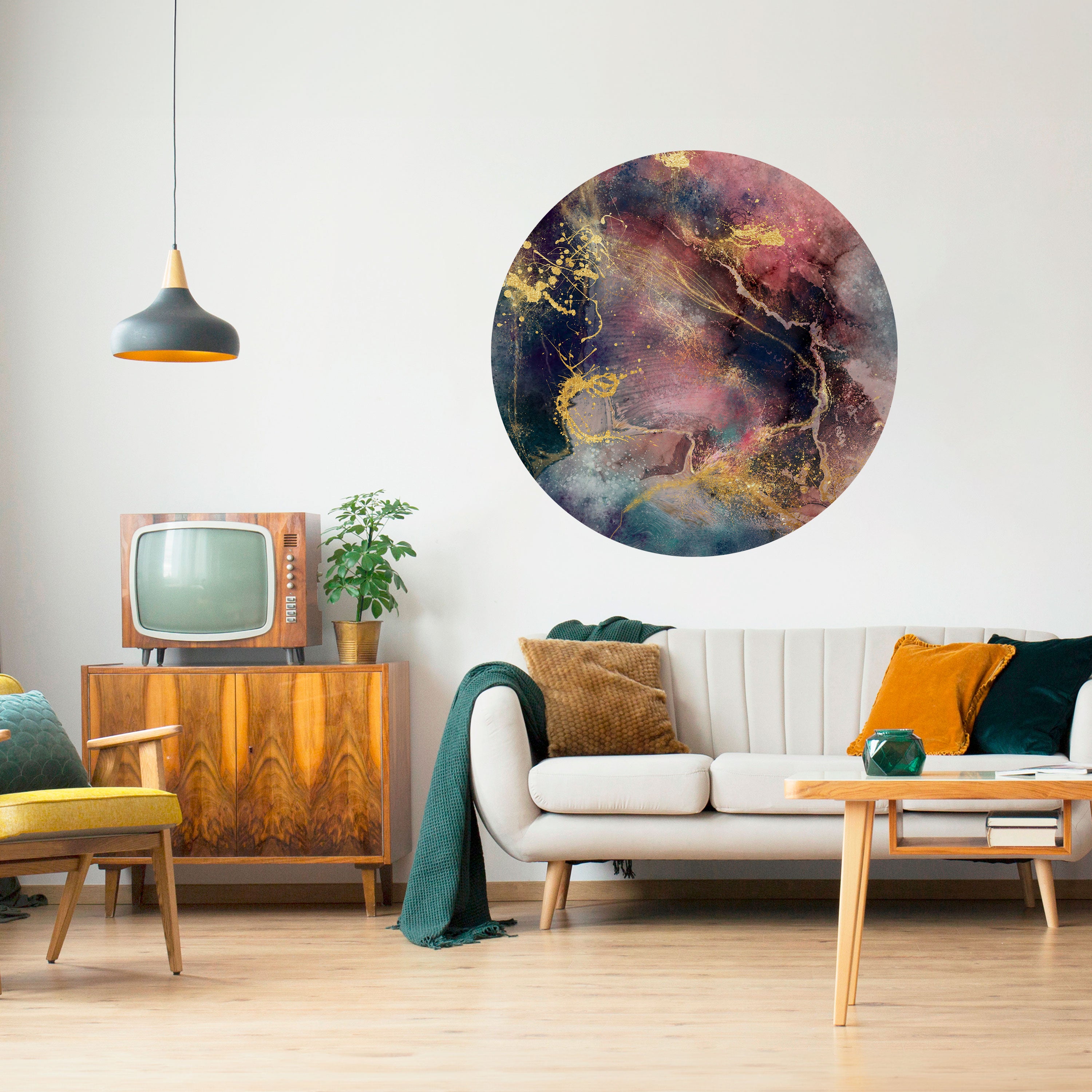 GALAXY GOLDEN DUST Naklejka okrągła