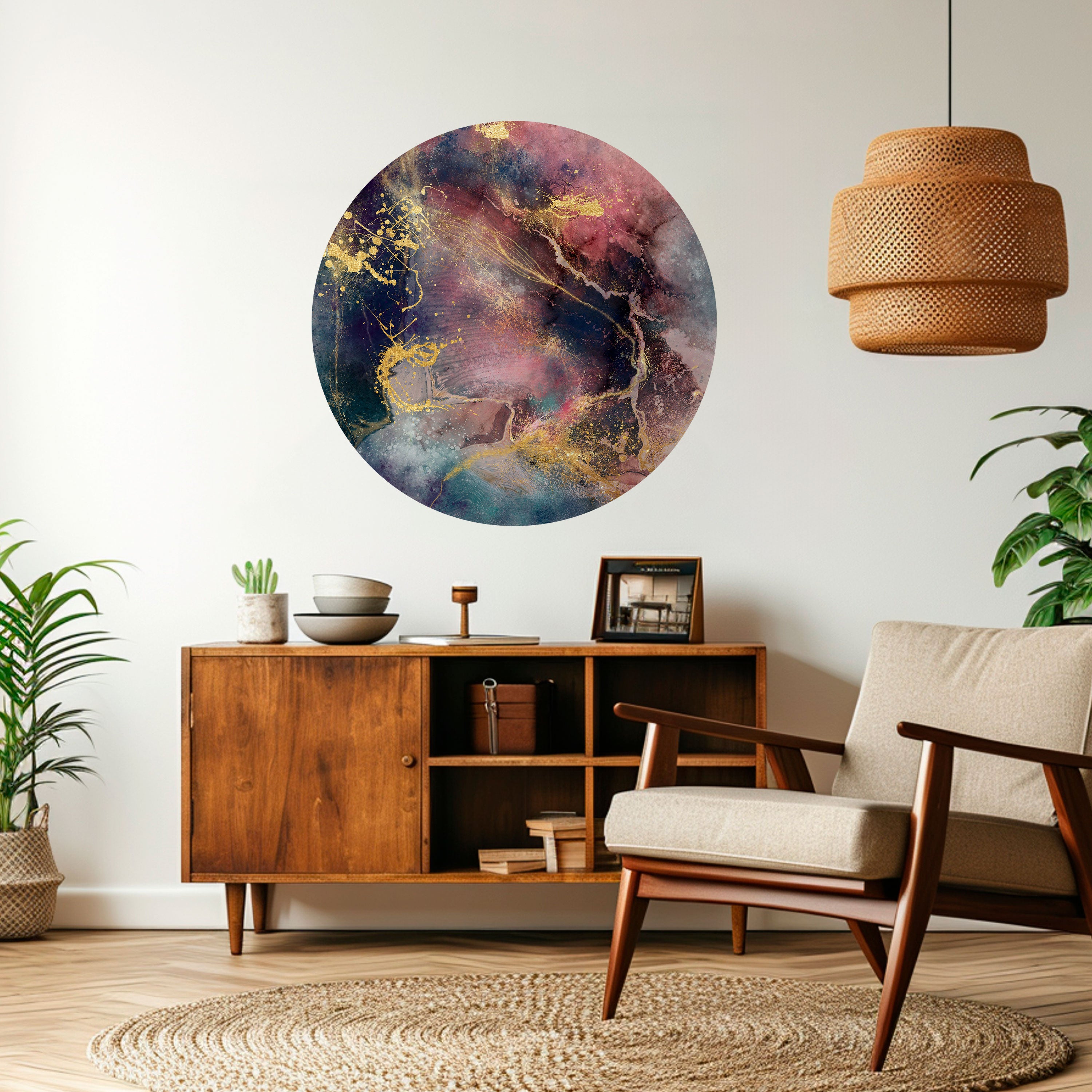 GALAXY GOLDEN DUST Naklejka okrągła