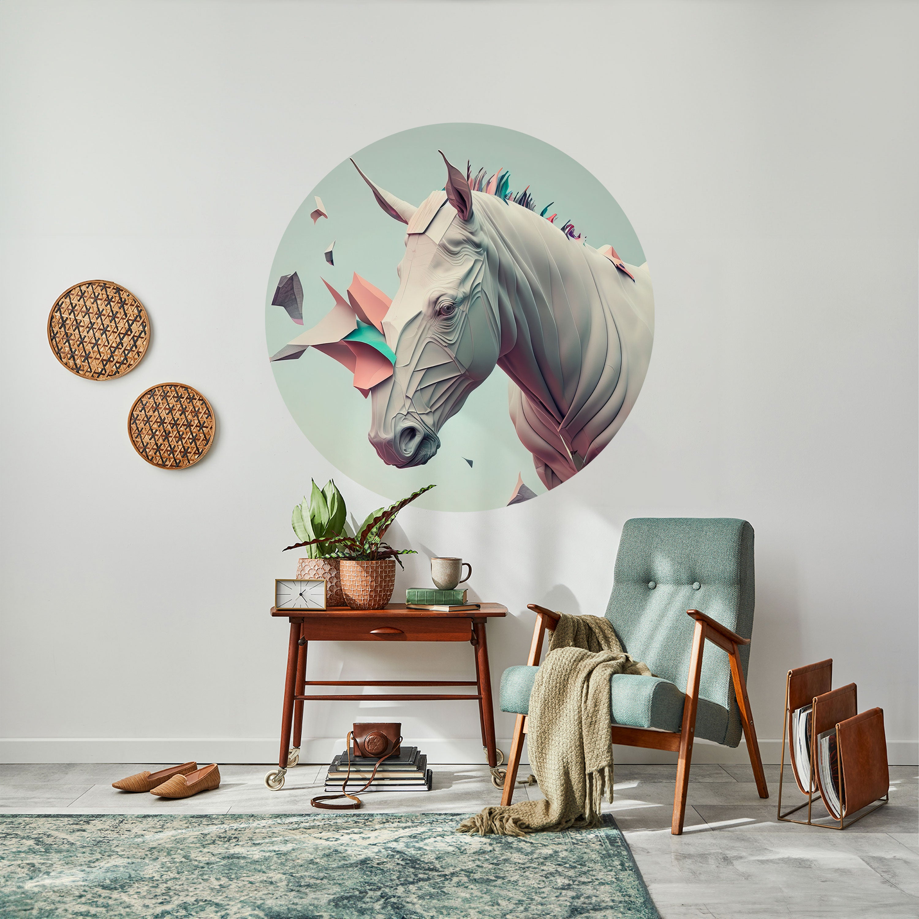 FUTURISTIC HORSE Naklejka okrągła