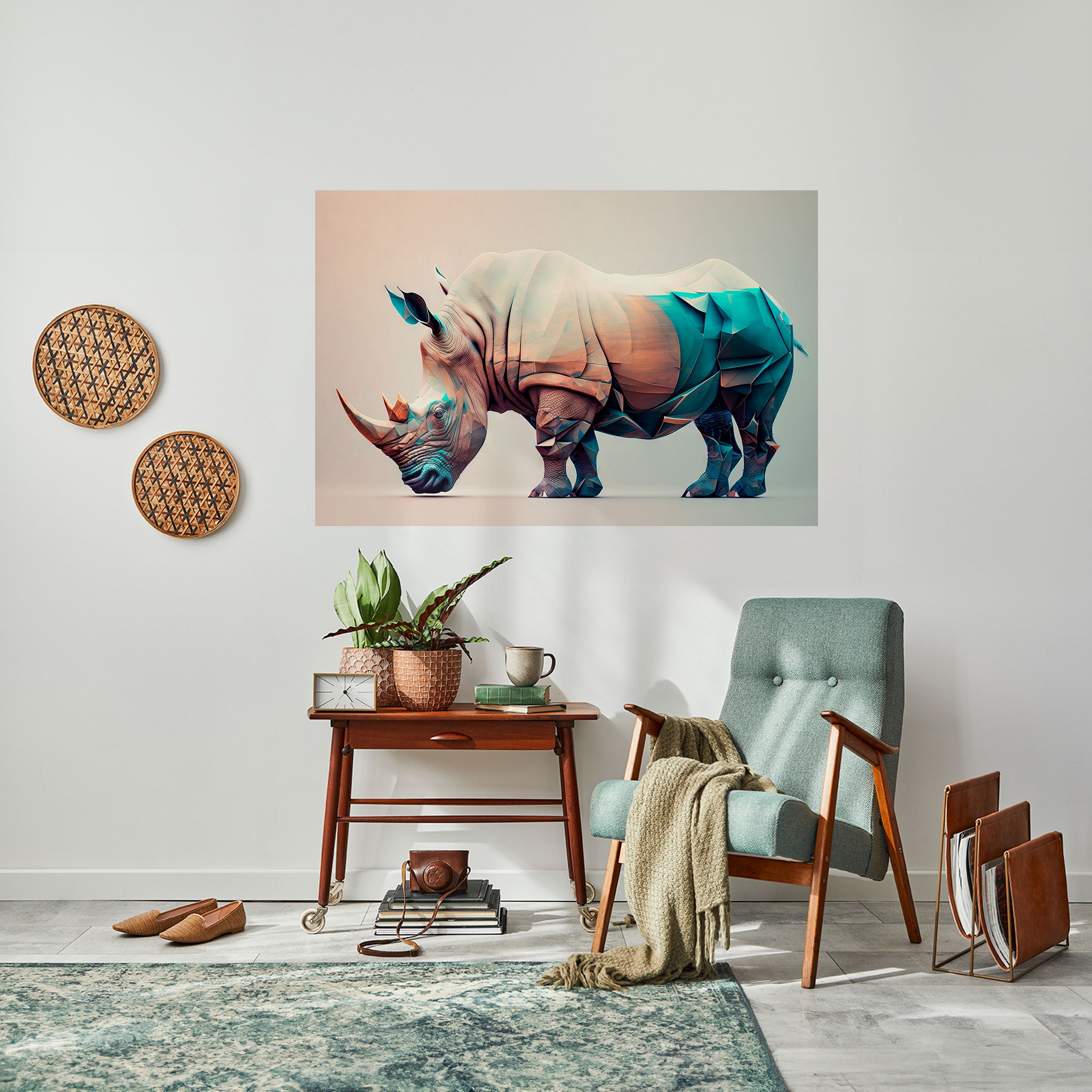 FUTURISTIC RHINO Naklejka/Plakat poziomy
