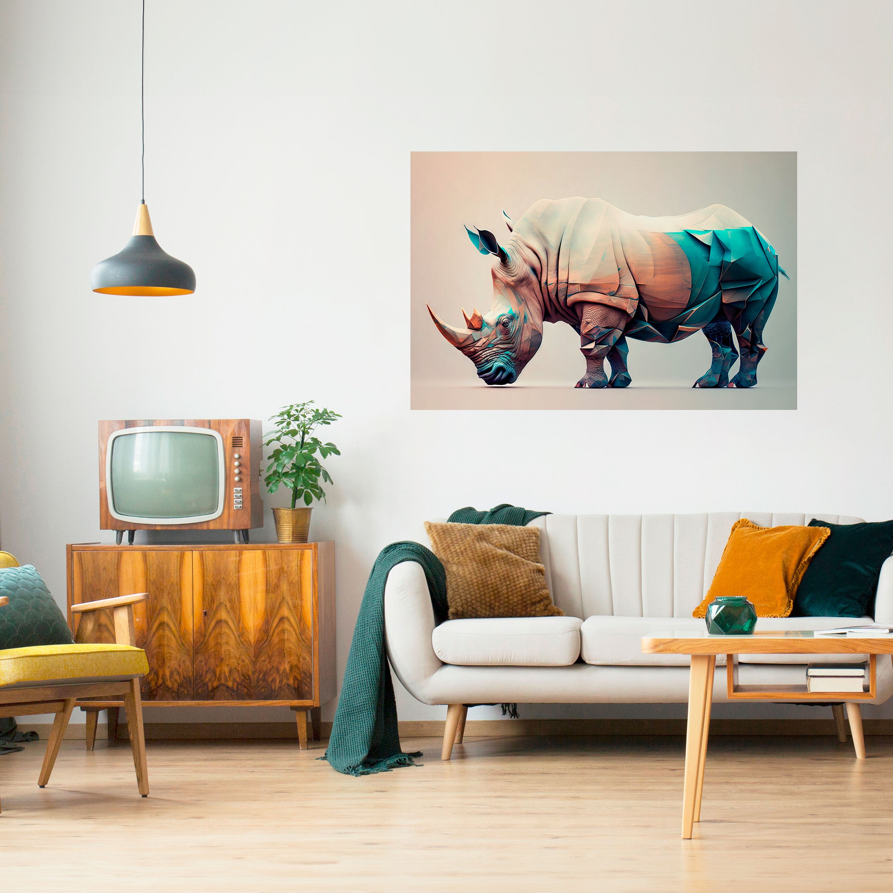 FUTURISTIC RHINO Naklejka/Plakat poziomy