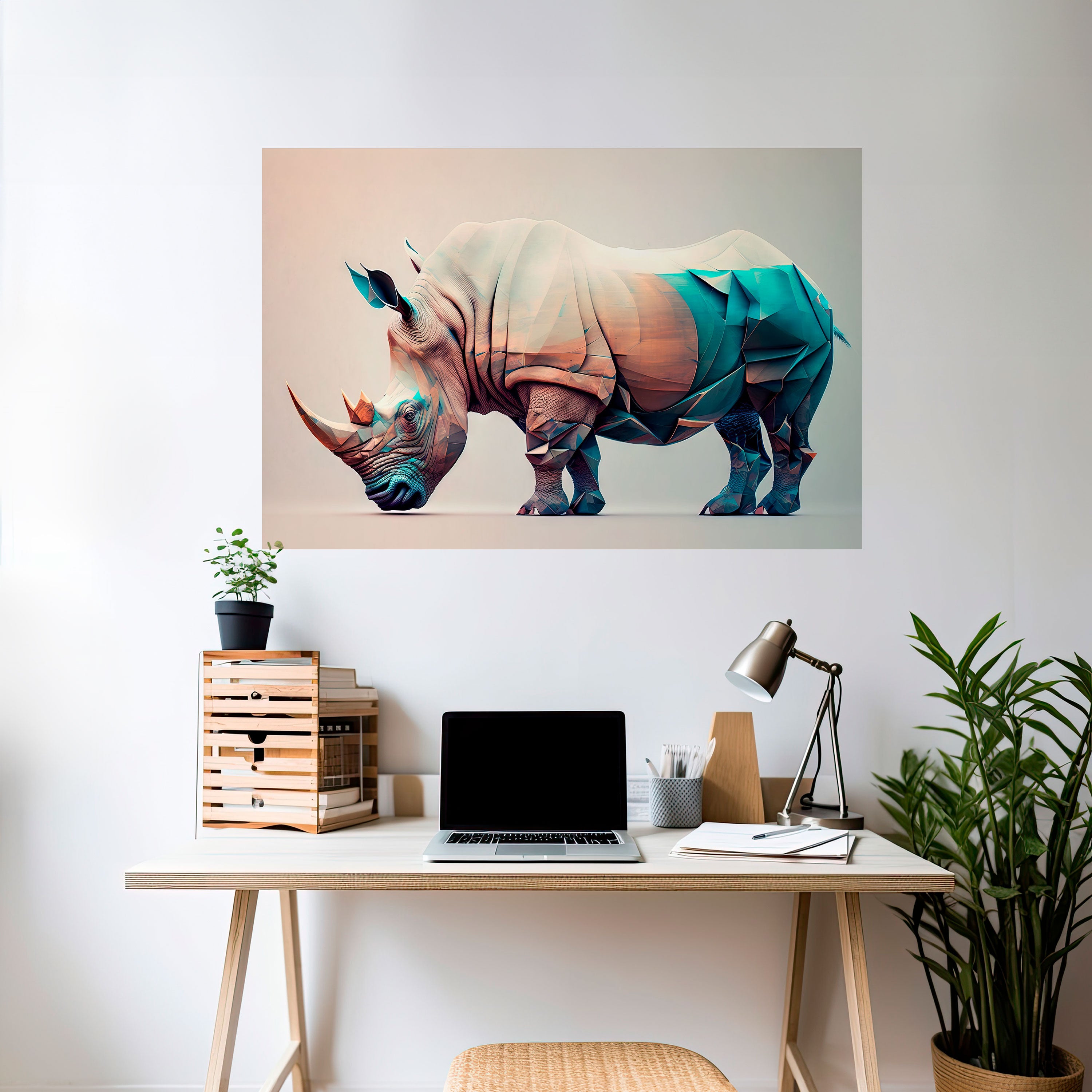 FUTURISTIC RHINO Naklejka/Plakat poziomy