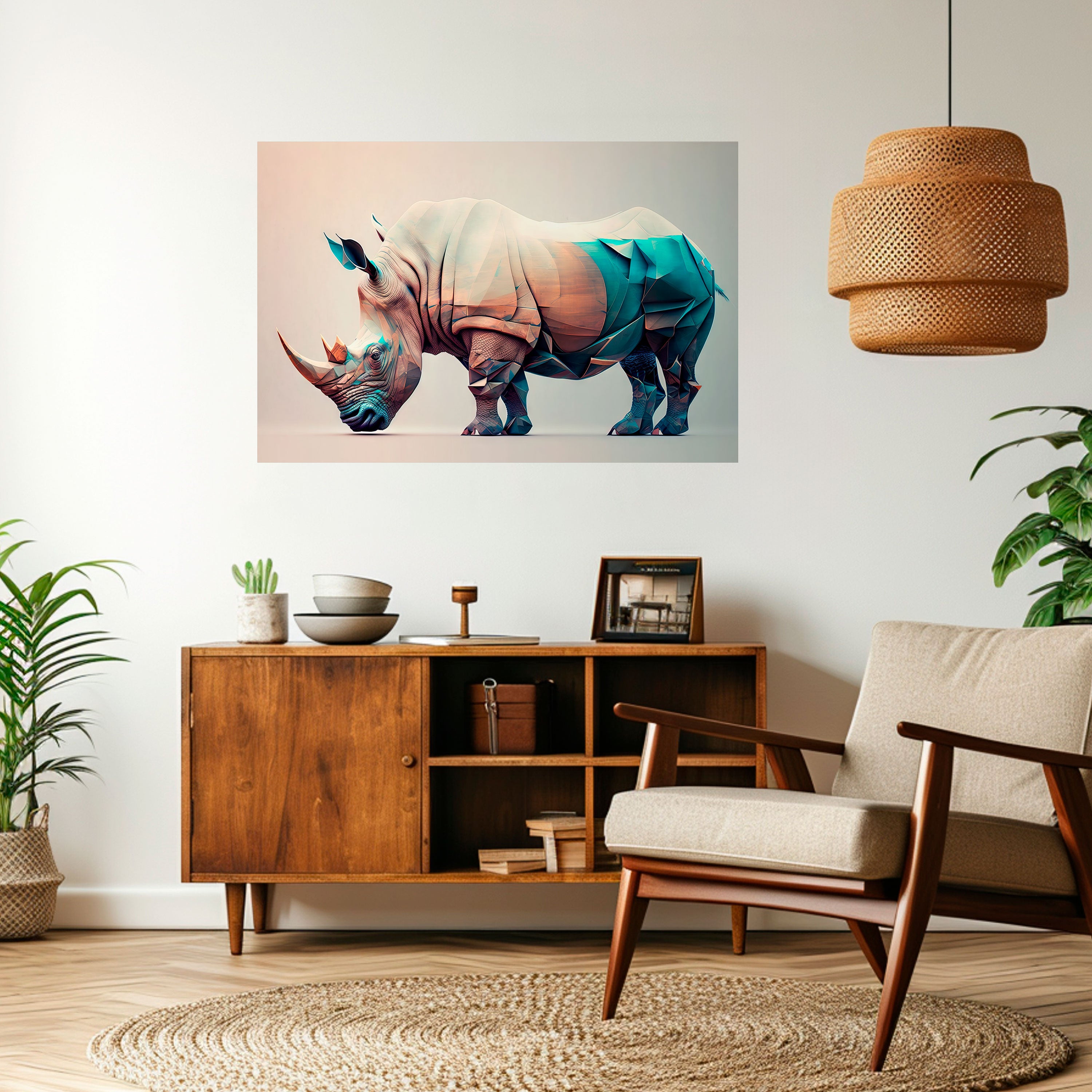 FUTURISTIC RHINO Naklejka/Plakat poziomy
