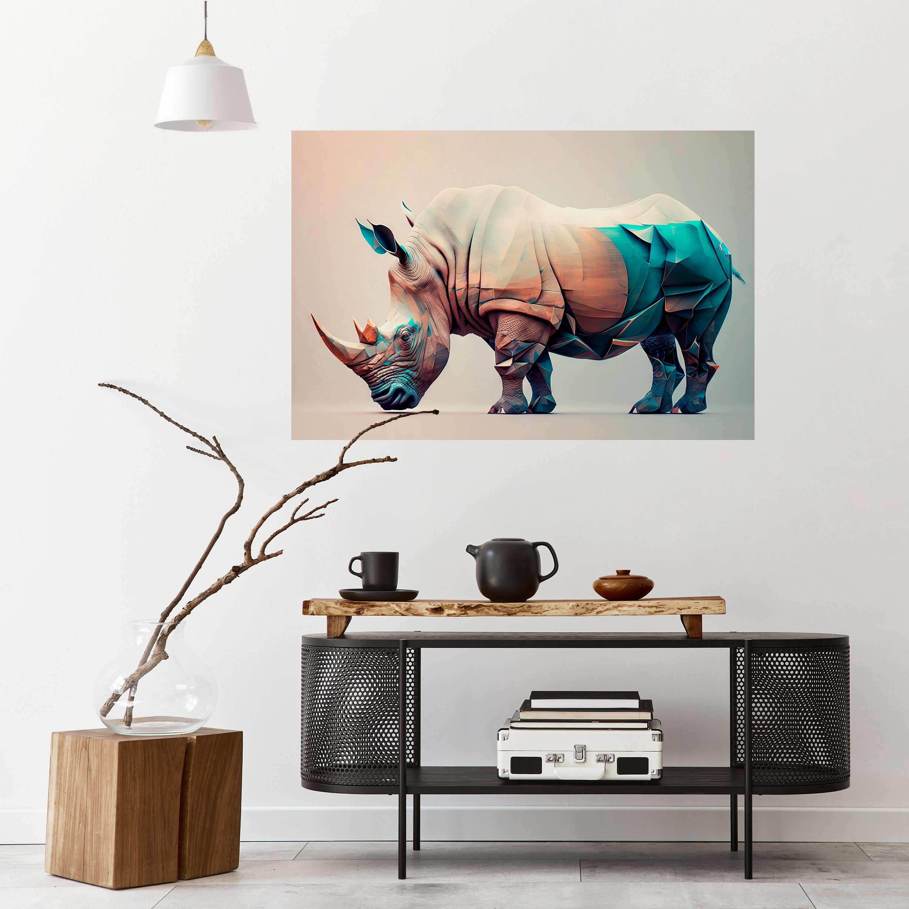 FUTURISTIC RHINO Naklejka/Plakat poziomy