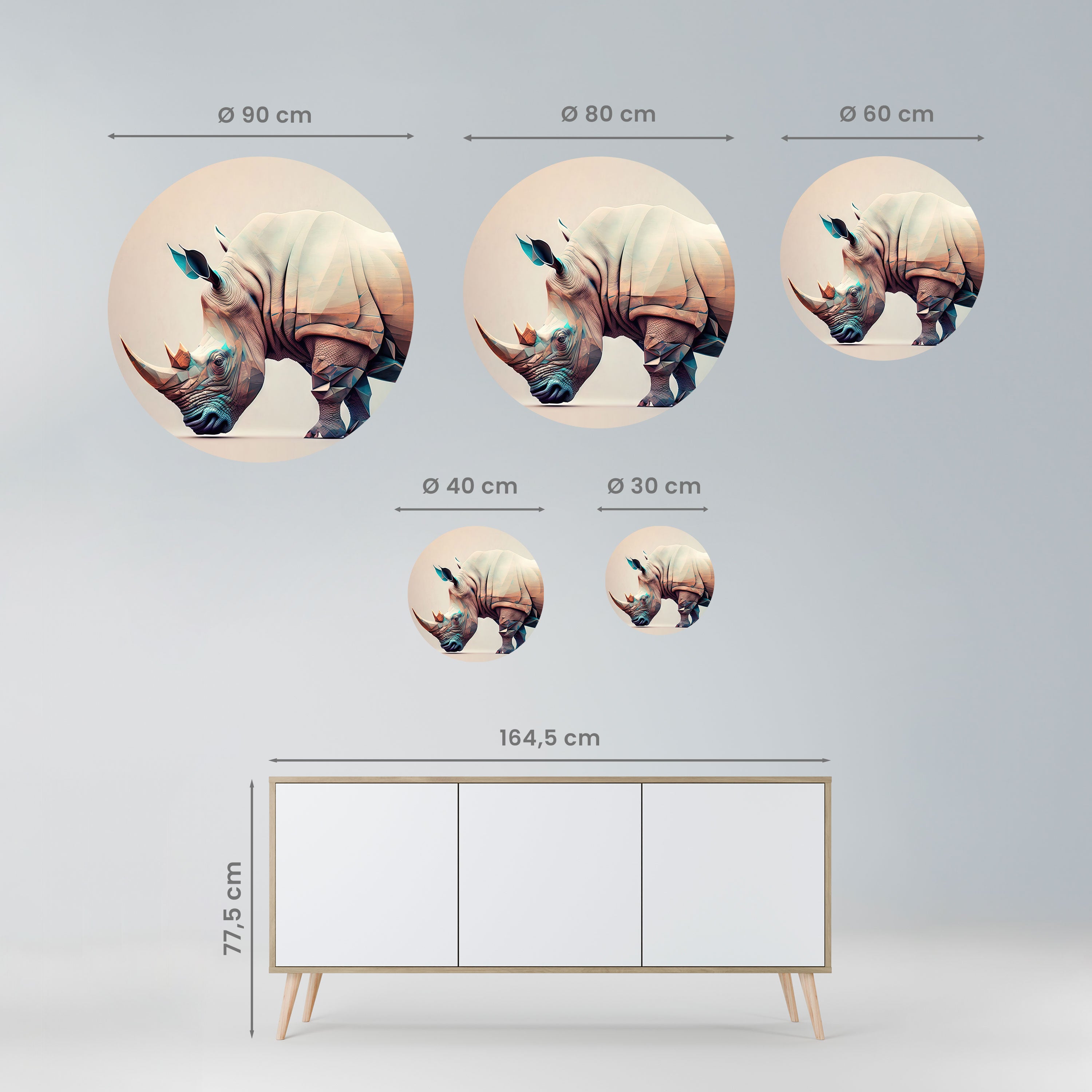 FUTURISTIC RHINO Naklejka okrągła