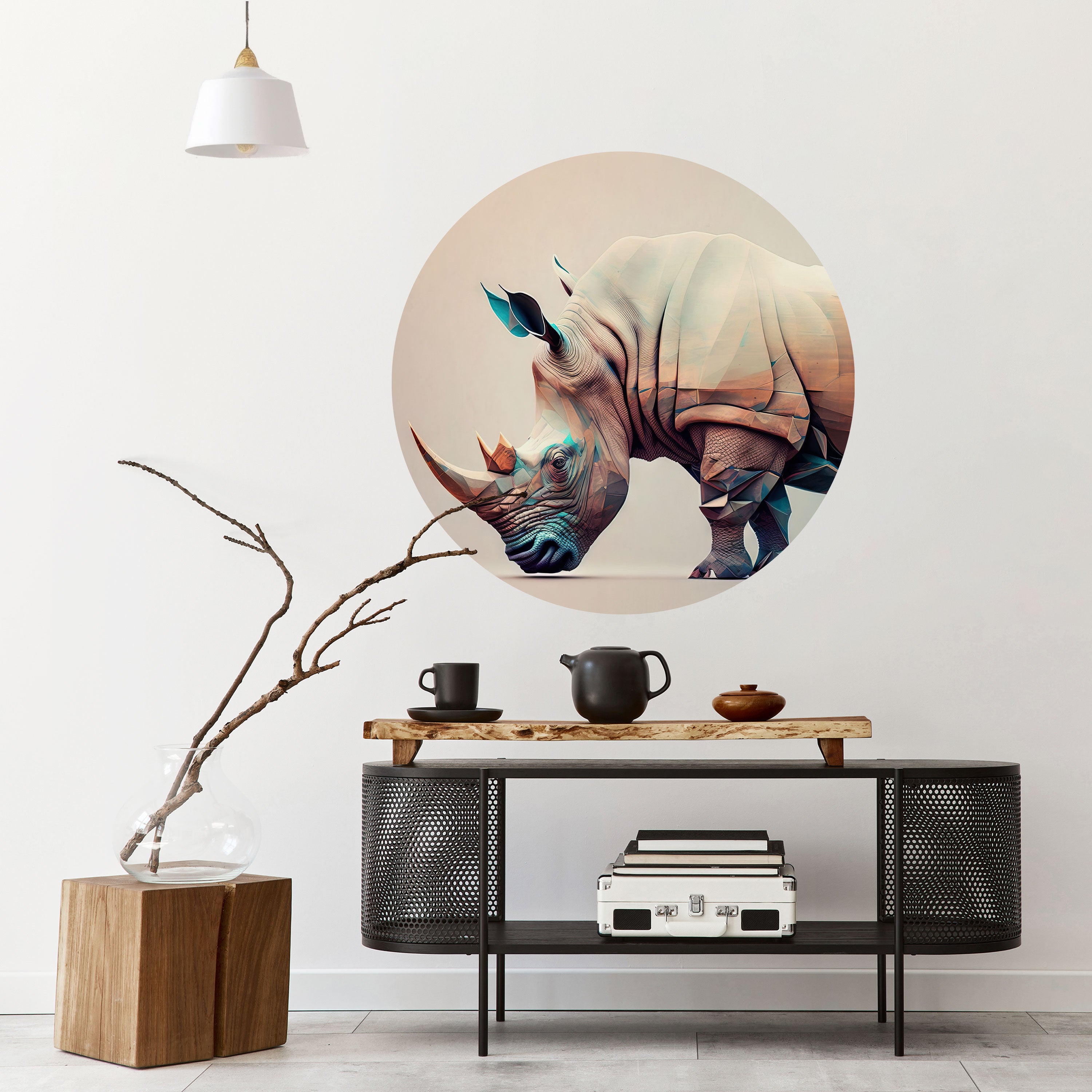 FUTURISTIC RHINO Naklejka okrągła