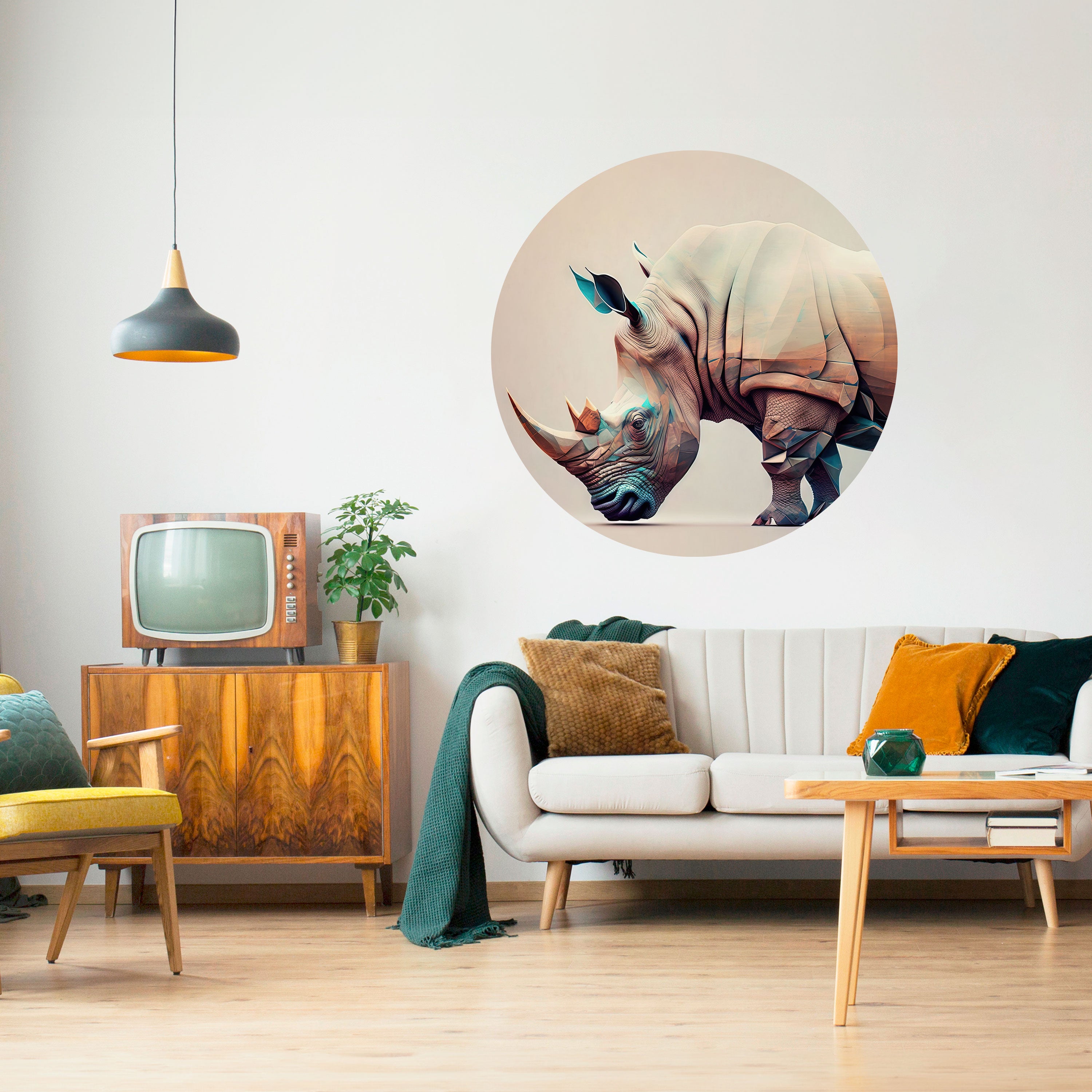 FUTURISTIC RHINO Naklejka okrągła