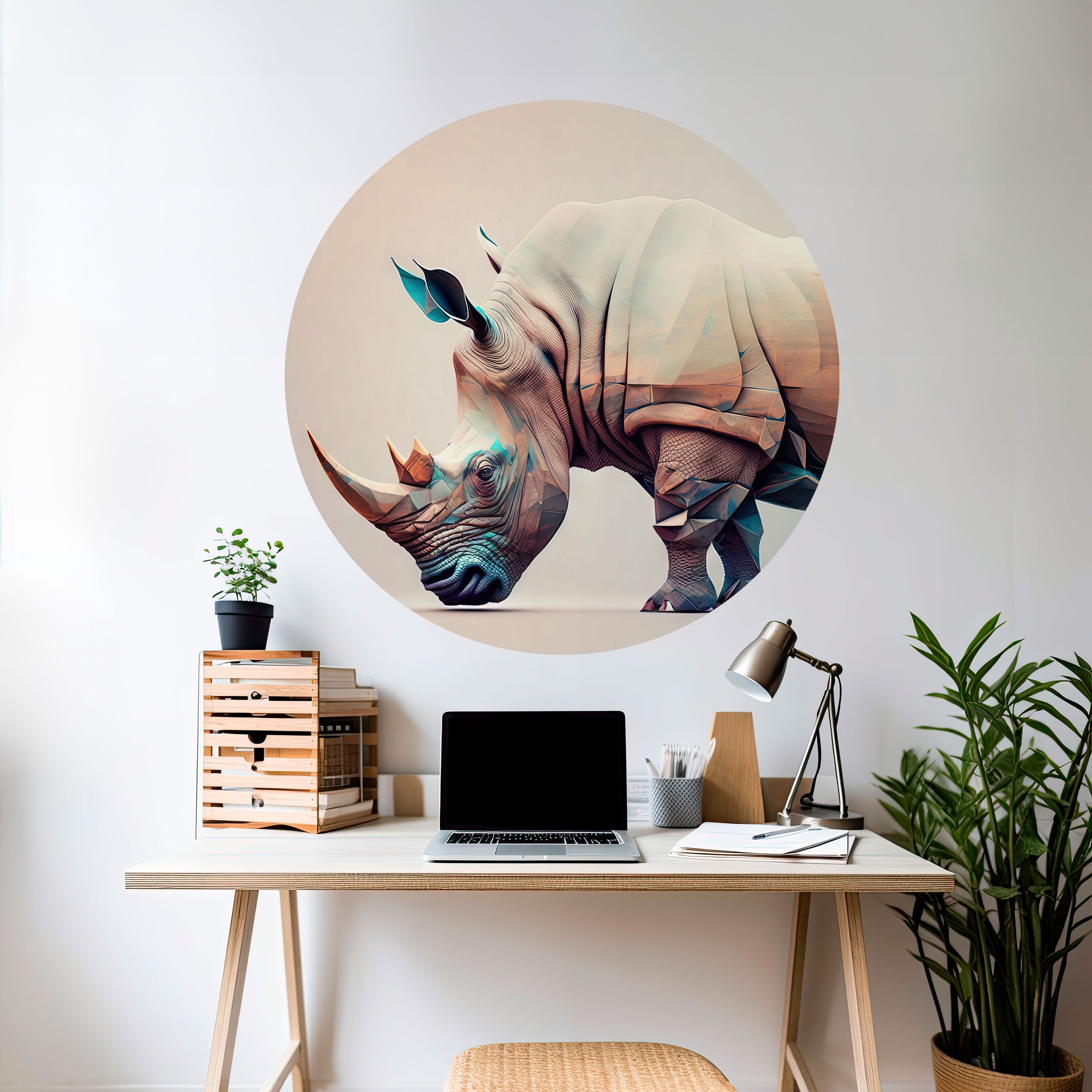 FUTURISTIC RHINO Naklejka okrągła