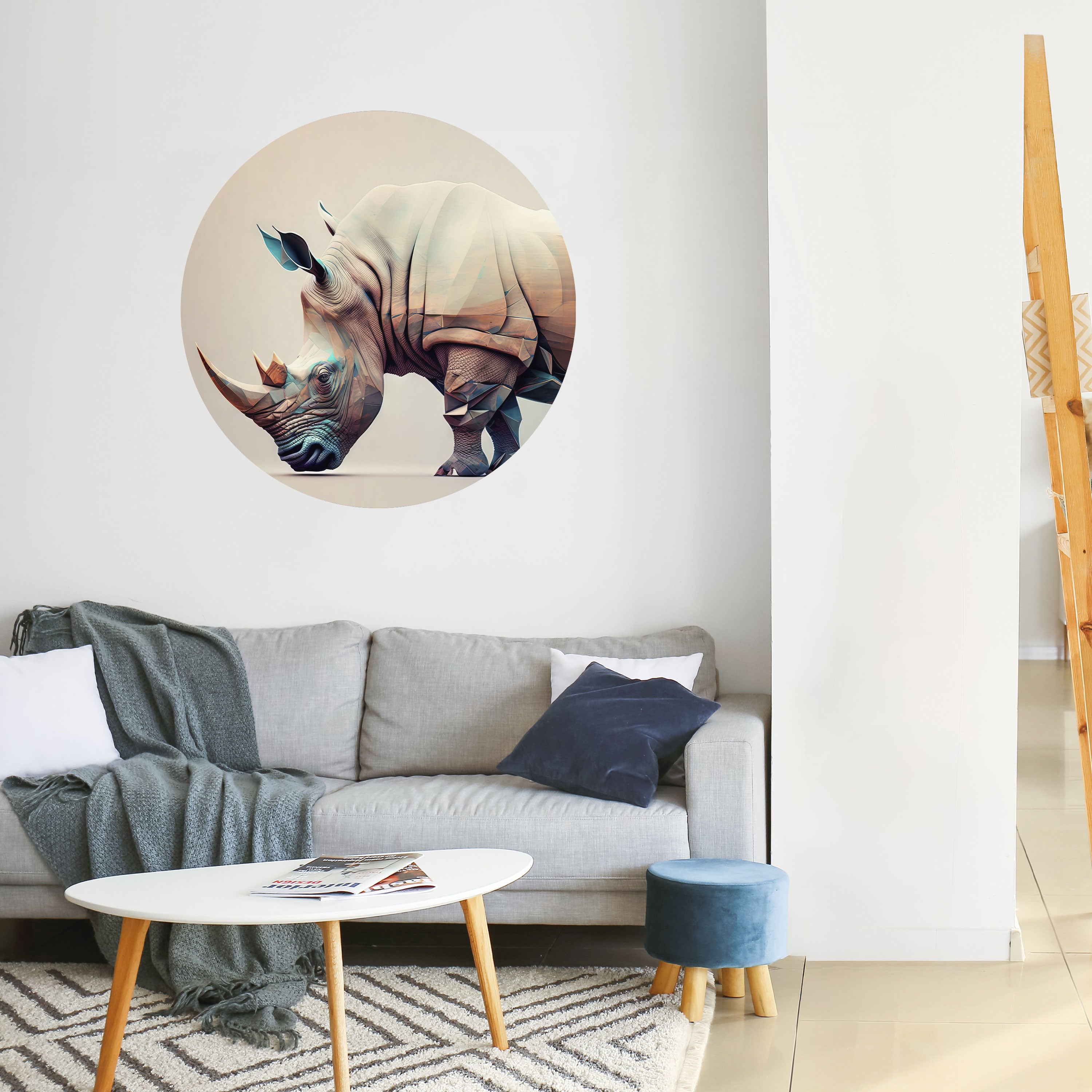 FUTURISTIC RHINO Naklejka okrągła