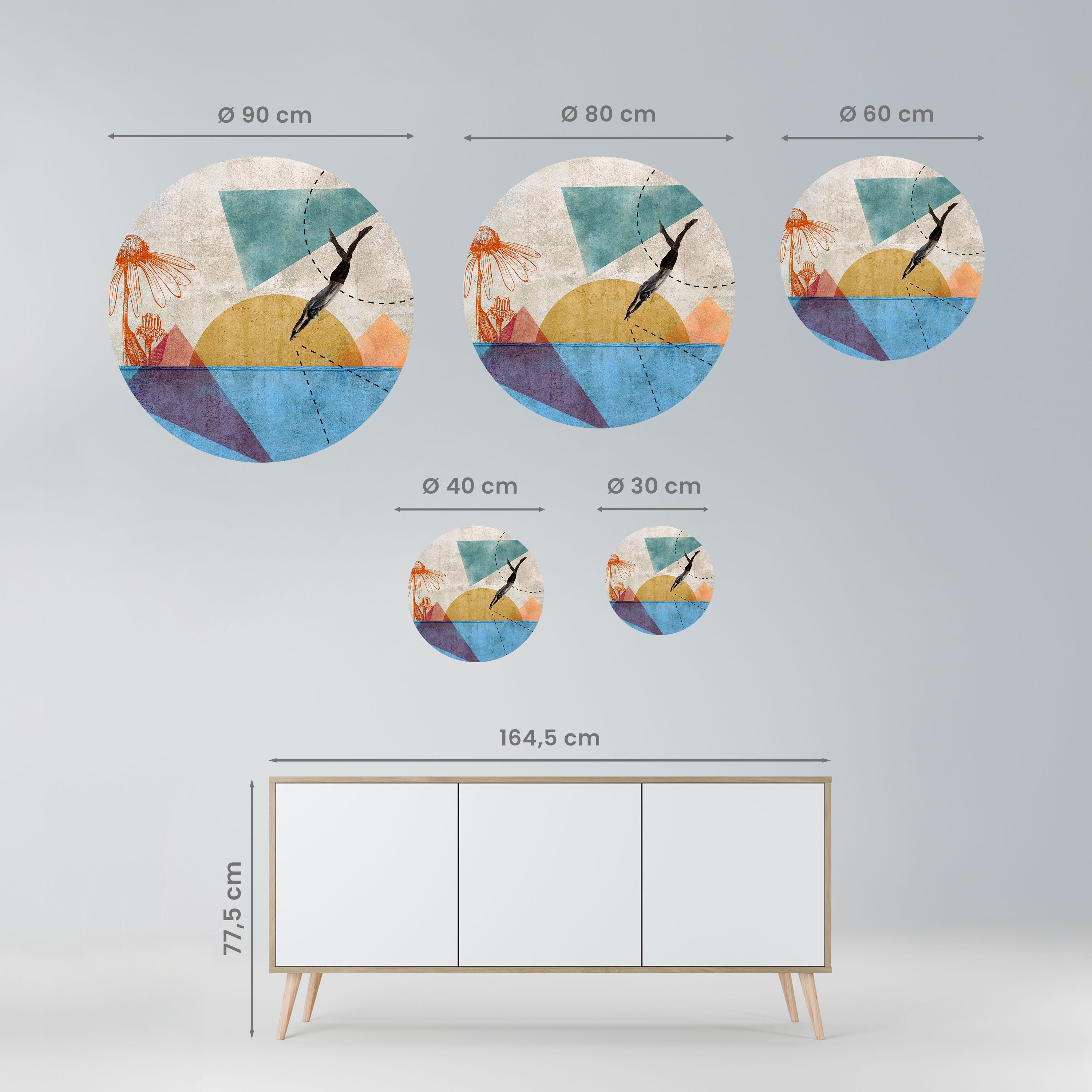 JUMP AROUND THE SHAPES Naklejka okrągła