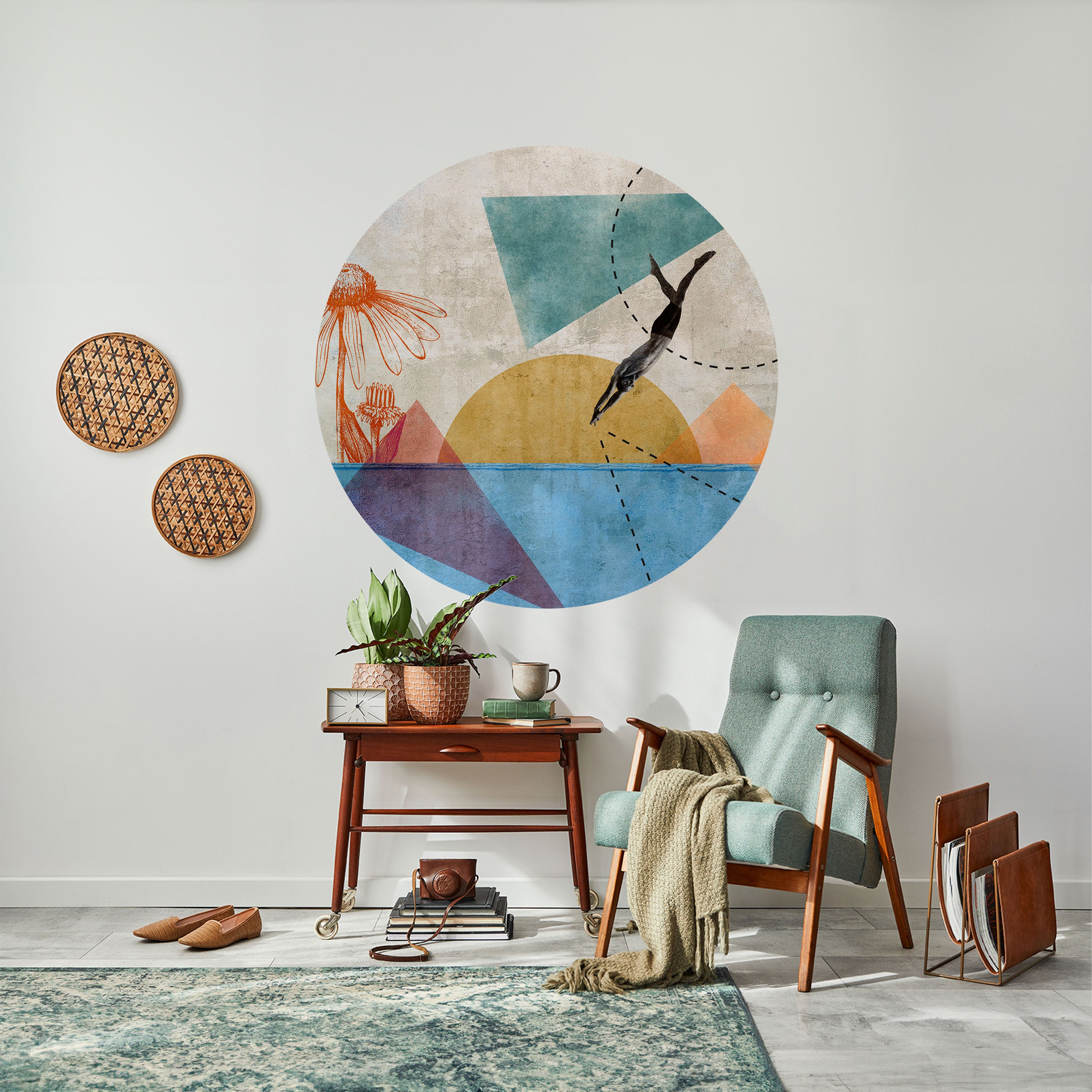 JUMP AROUND THE SHAPES Naklejka okrągła