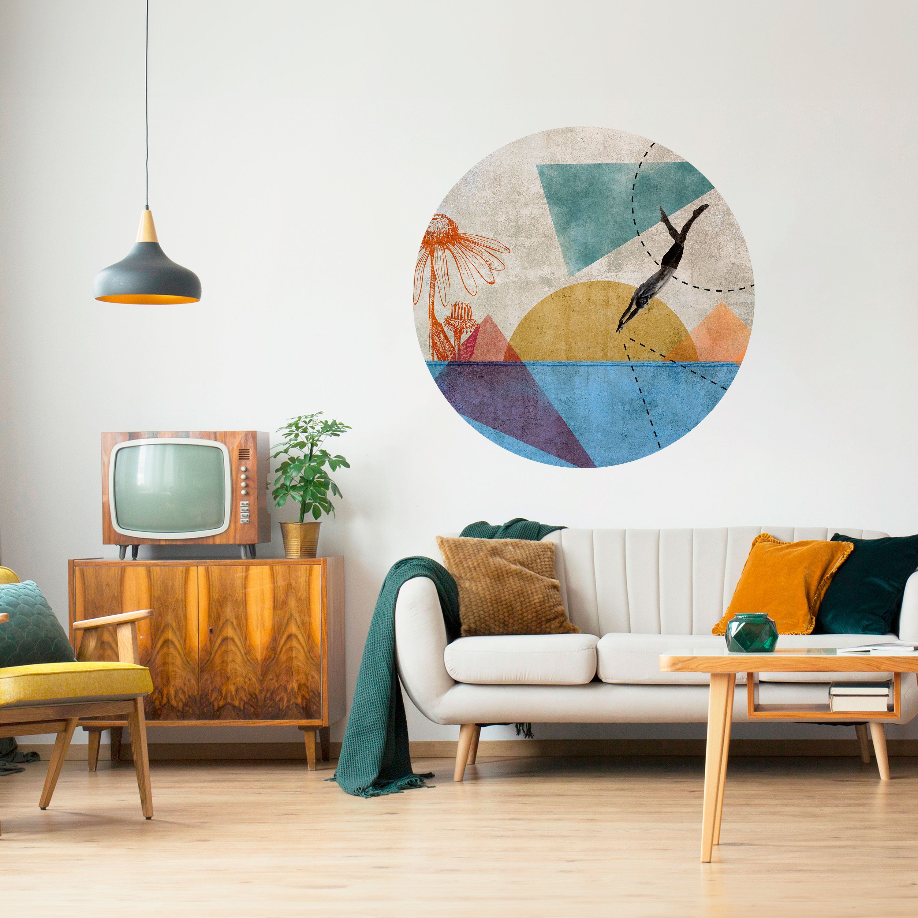 JUMP AROUND THE SHAPES Naklejka okrągła