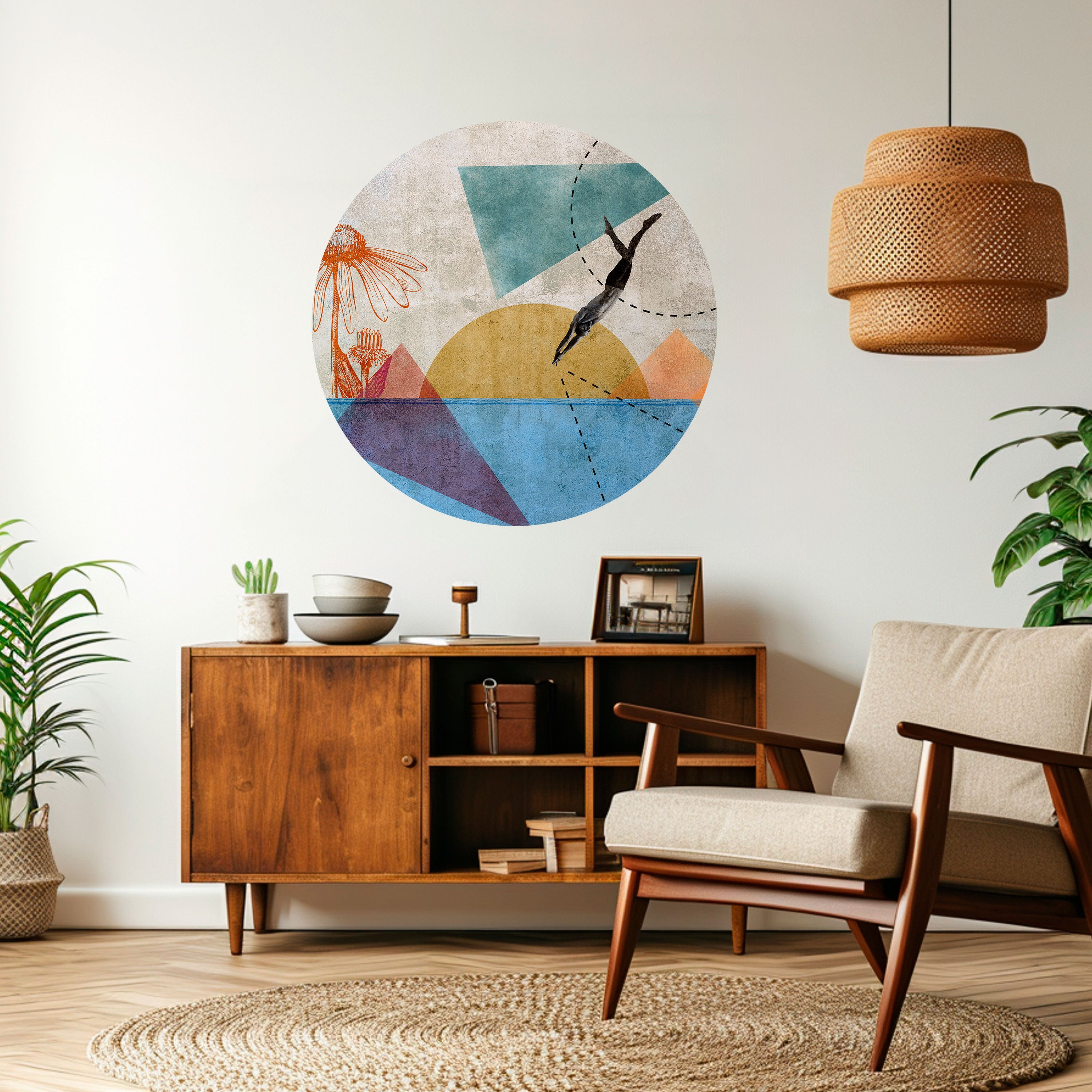 JUMP AROUND THE SHAPES Naklejka okrągła