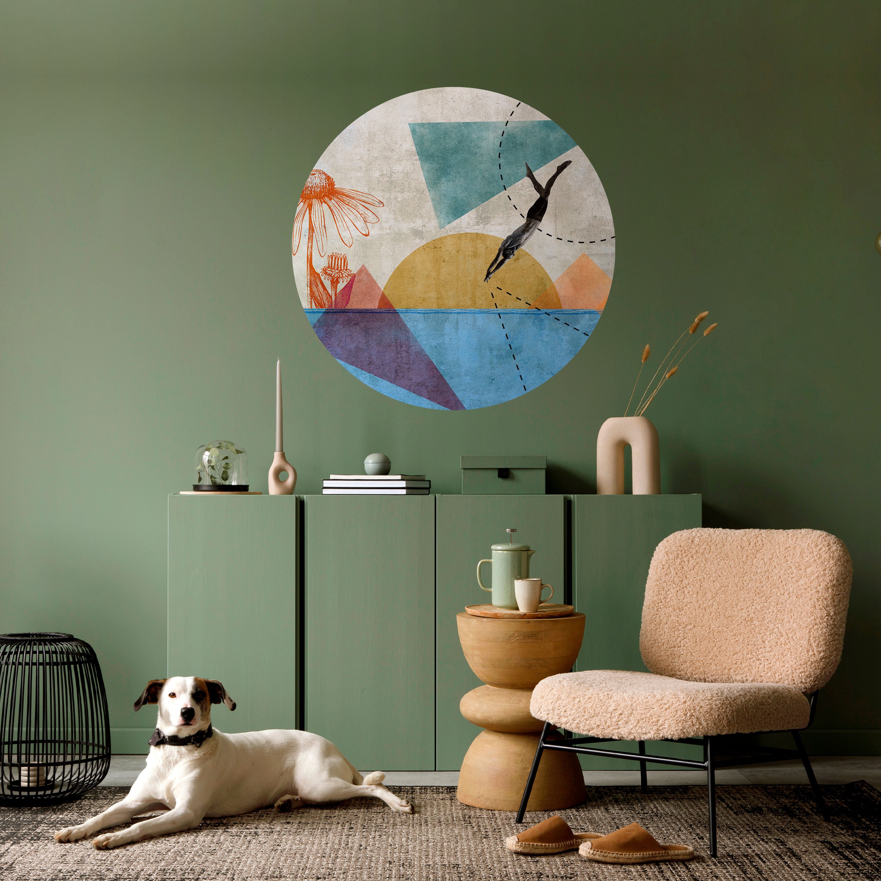 JUMP AROUND THE SHAPES Naklejka okrągła