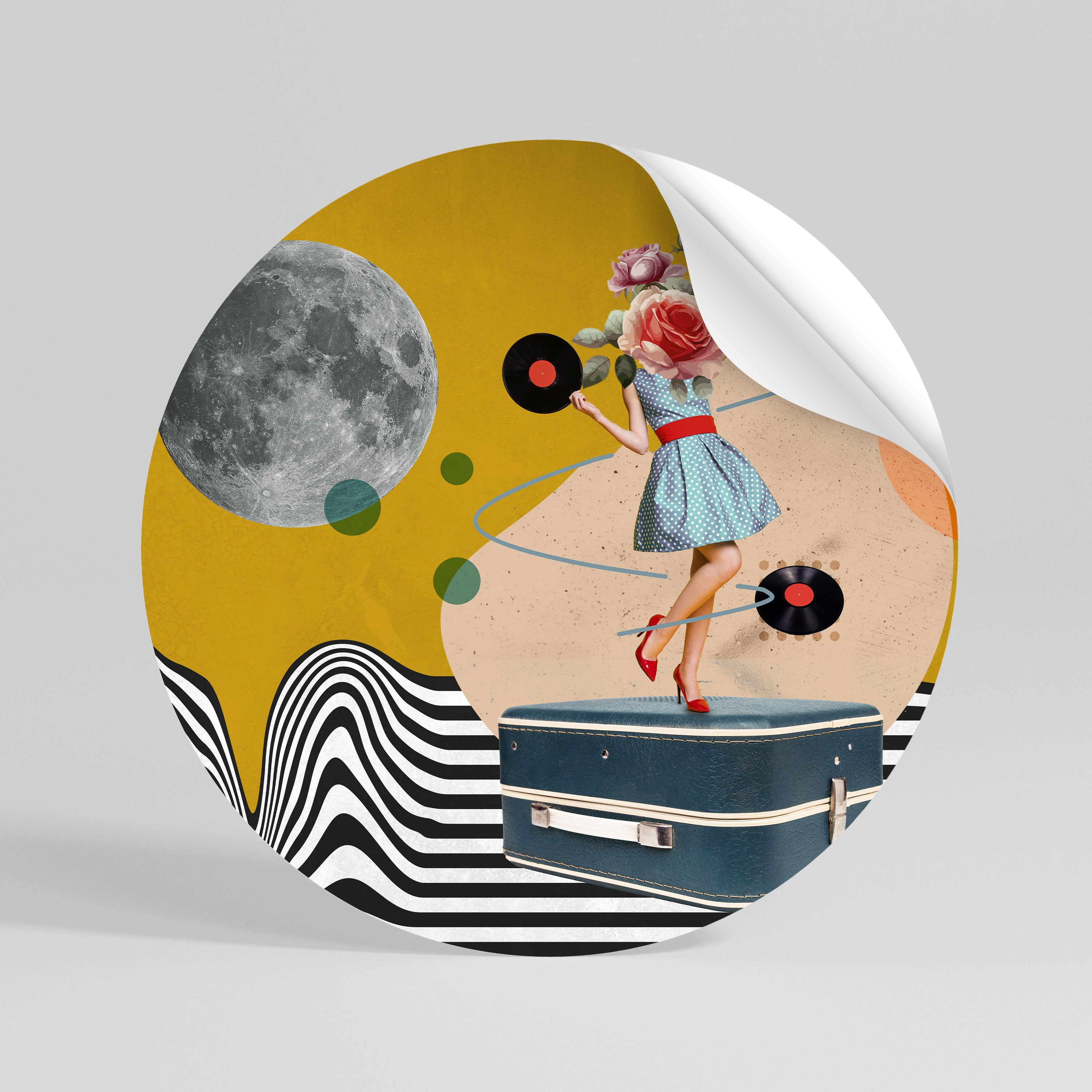 VINYL RETROSPECTION Naklejka - okrągła