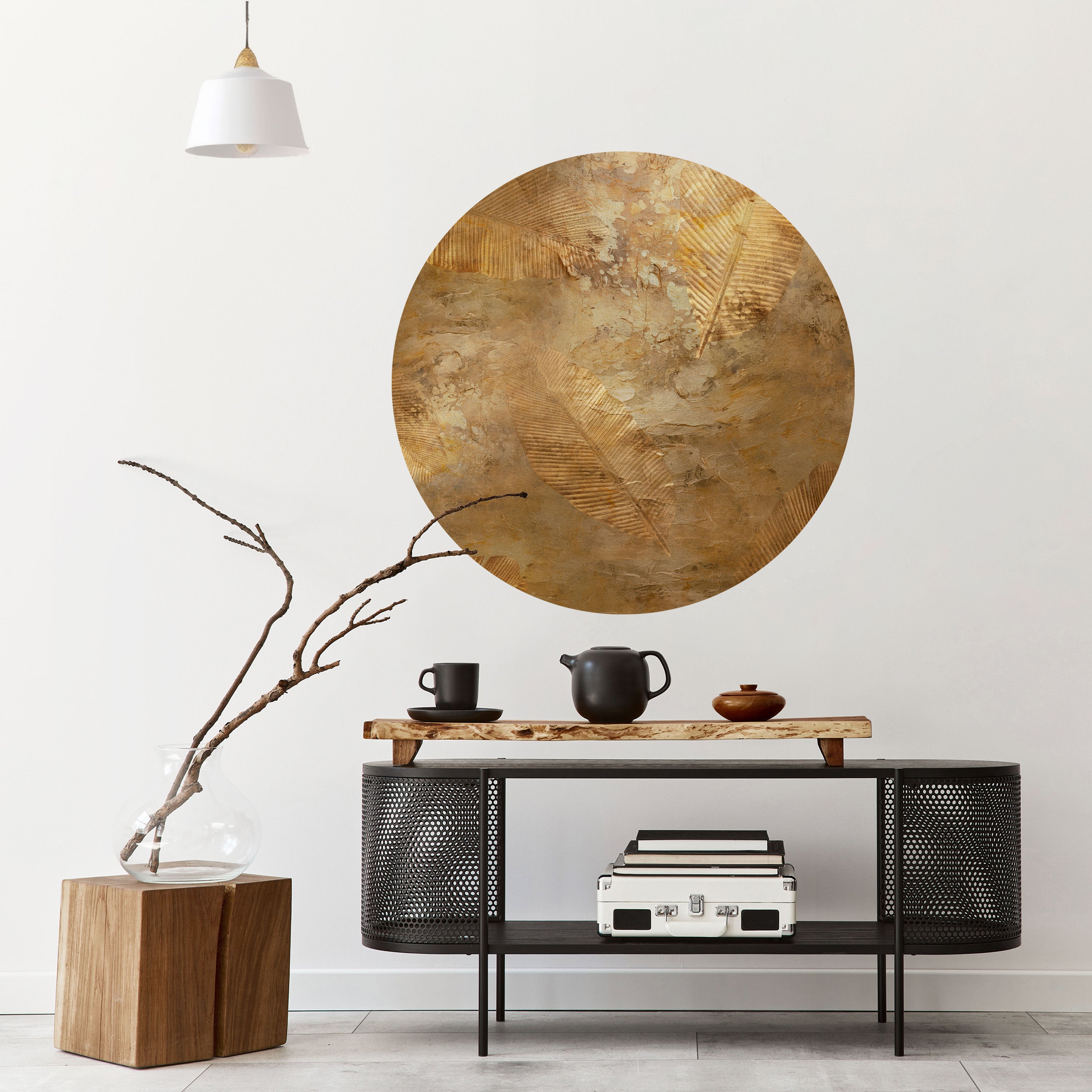 GILDED LEAF CASCADE Naklejka okrągła