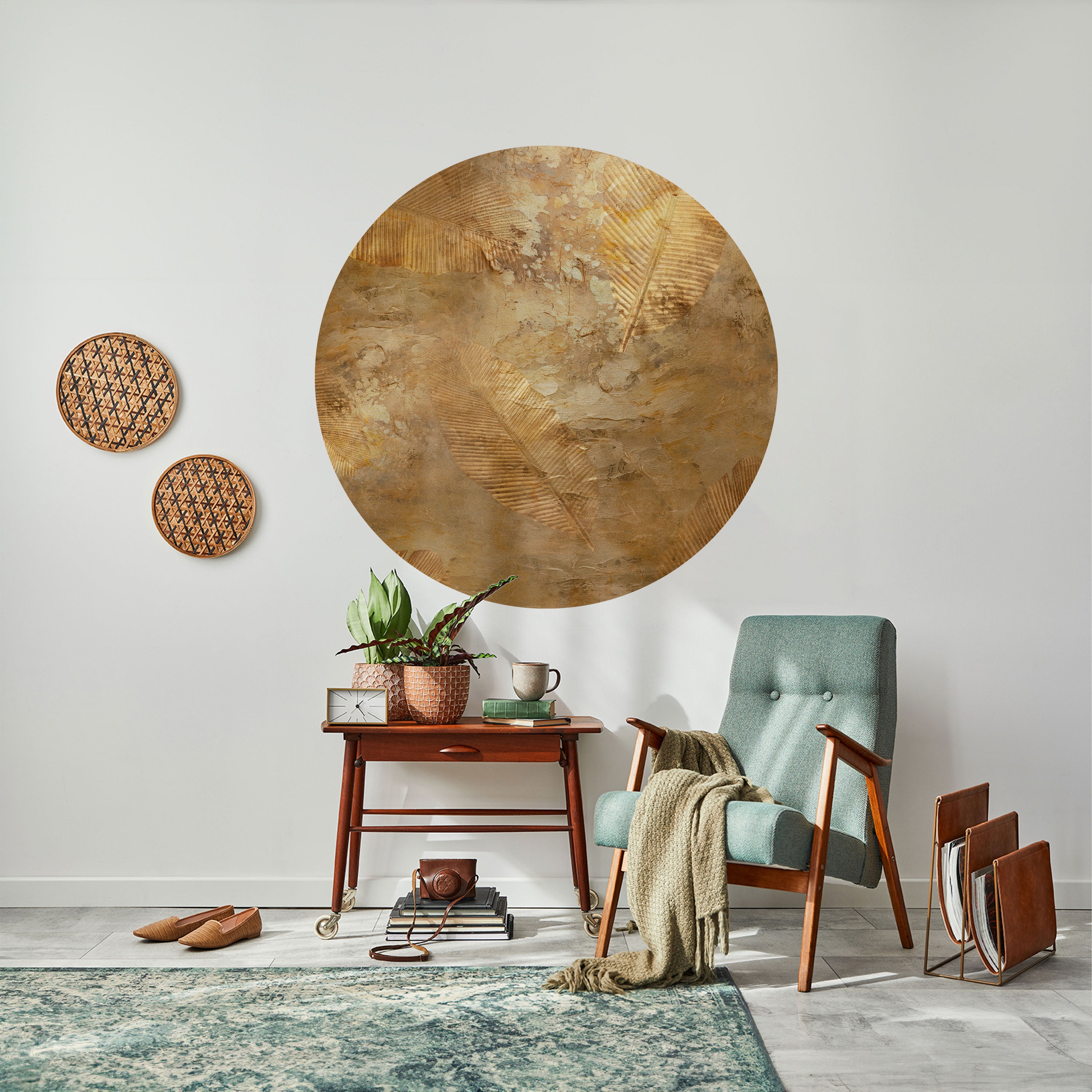 GILDED LEAF CASCADE Naklejka okrągła