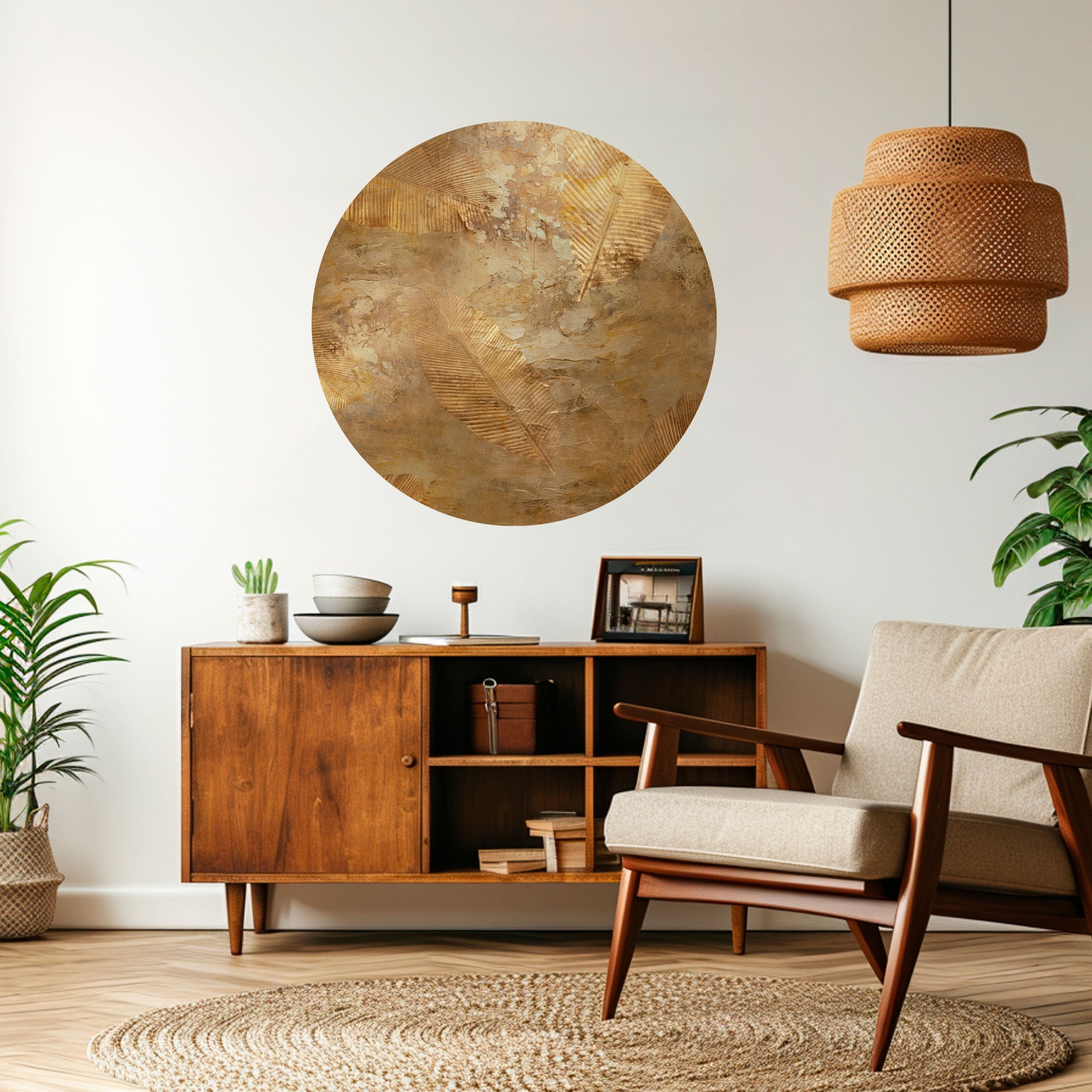 GILDED LEAF CASCADE Naklejka okrągła