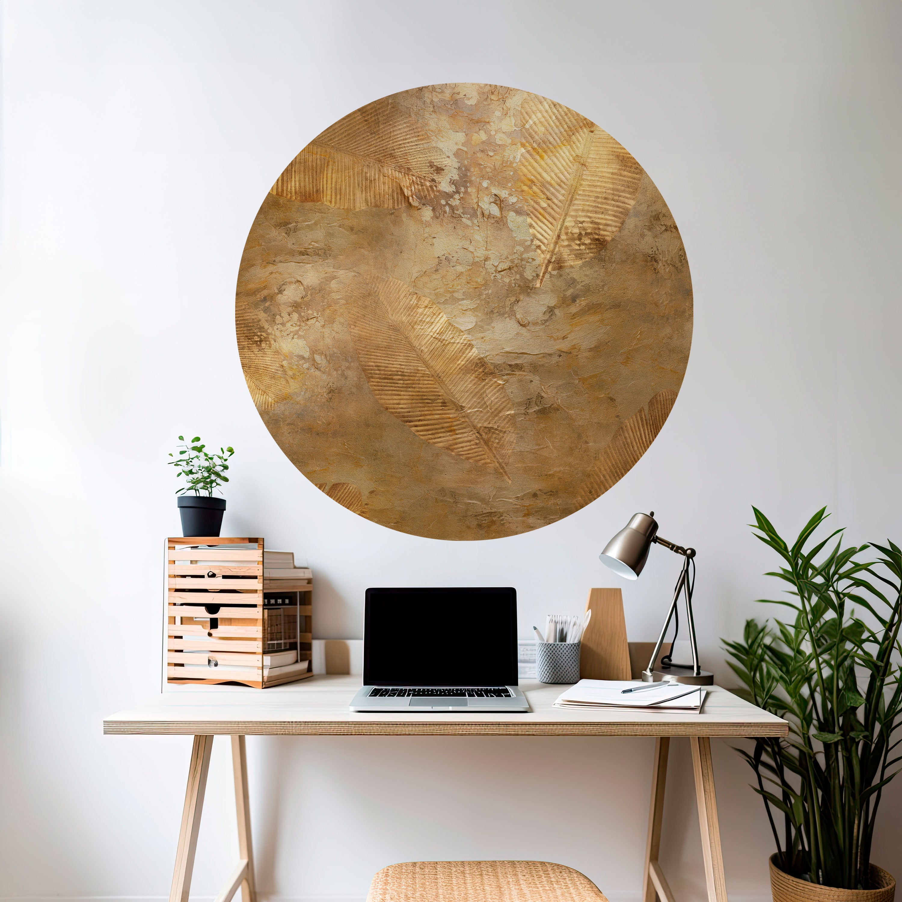 GILDED LEAF CASCADE Naklejka okrągła