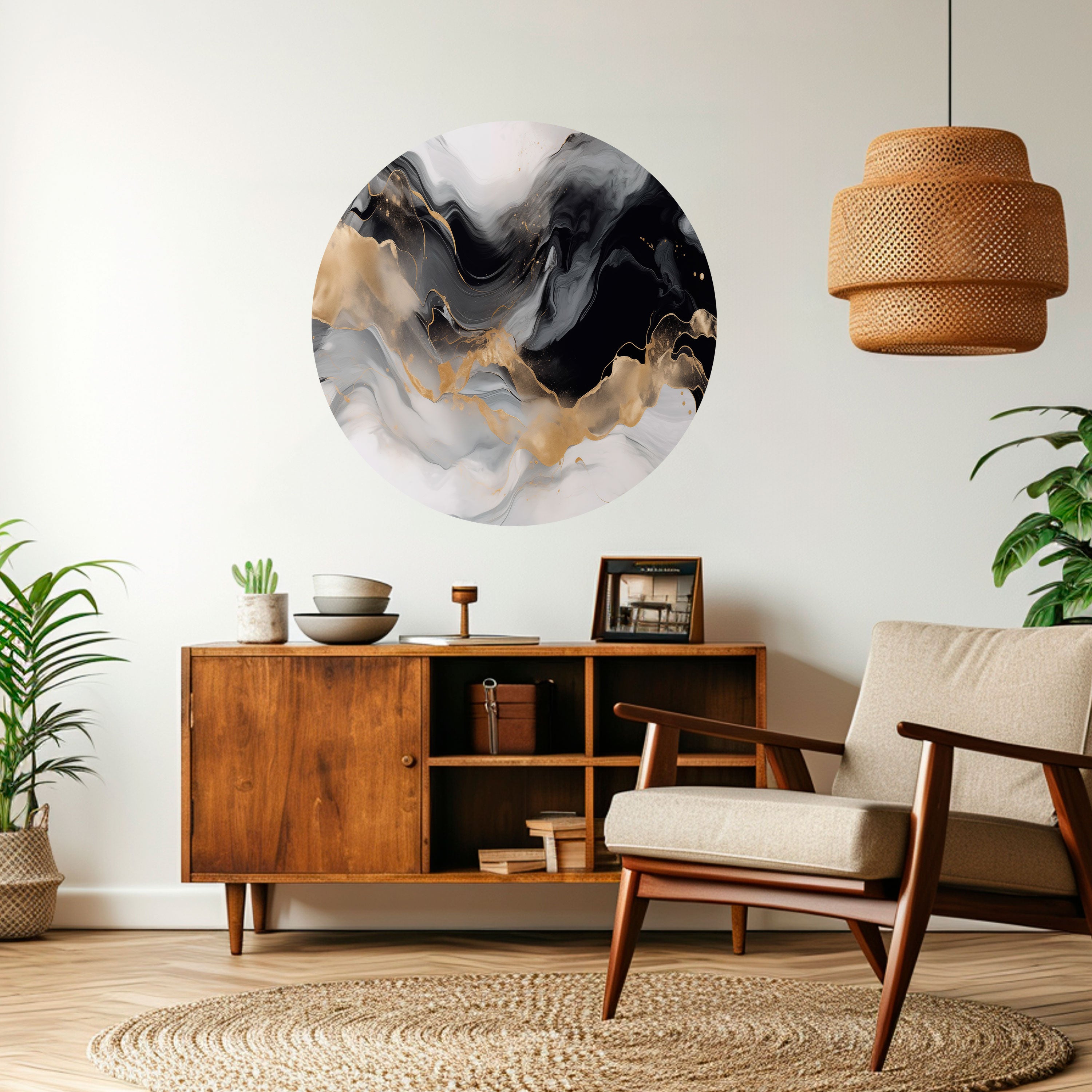 BLACK AND WHITE CONFLUENCE Naklejka okrągła