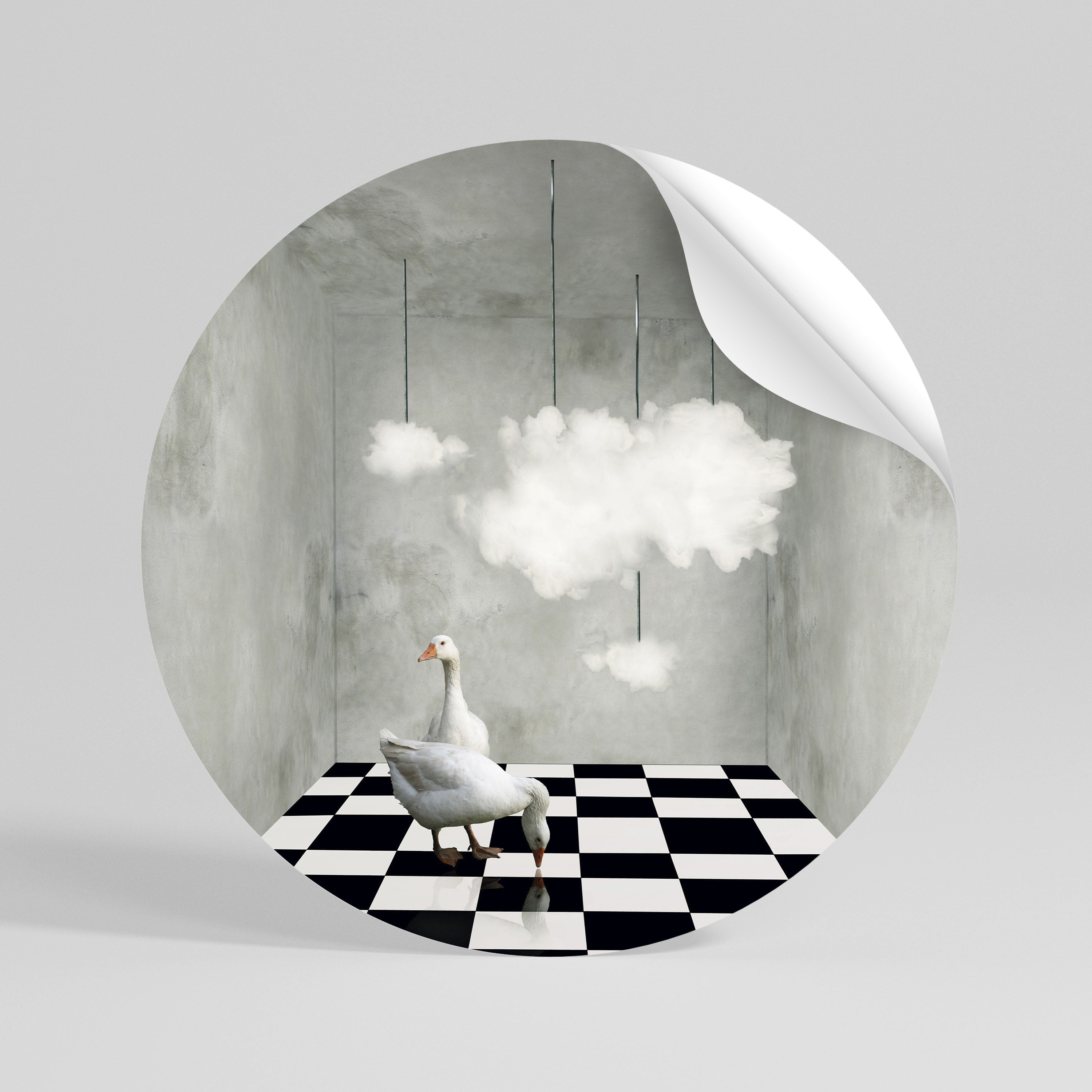CHESS CLOUD SWAN Naklejka - okrągła