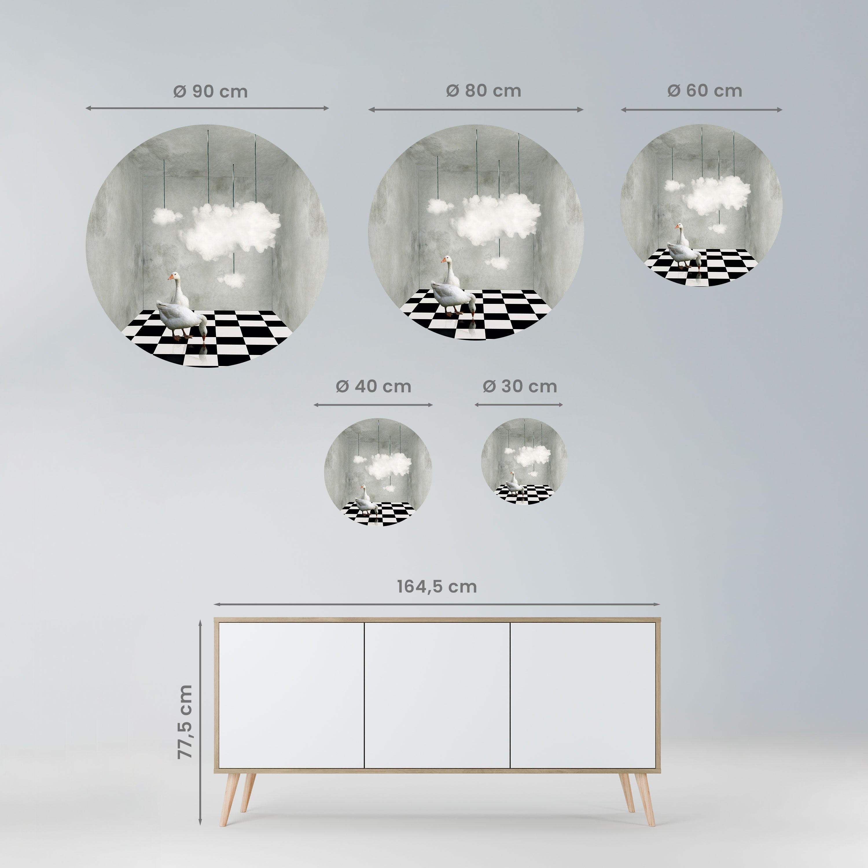 CHESS CLOUD SWAN Naklejka okrągła