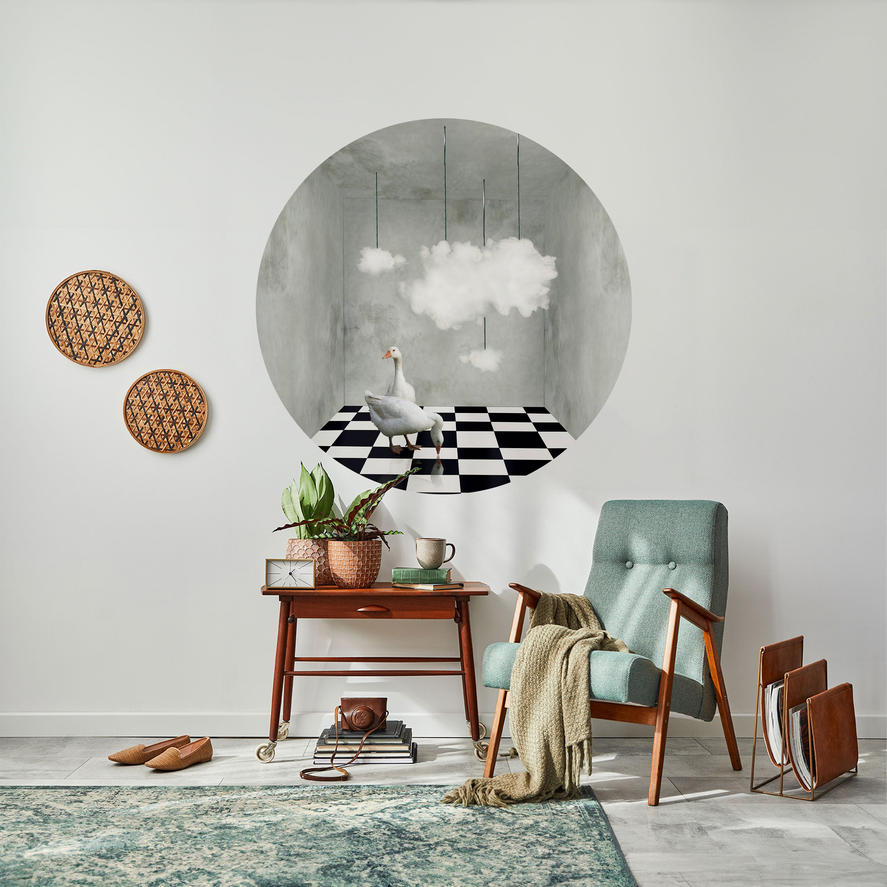 CHESS CLOUD SWAN Naklejka okrągła