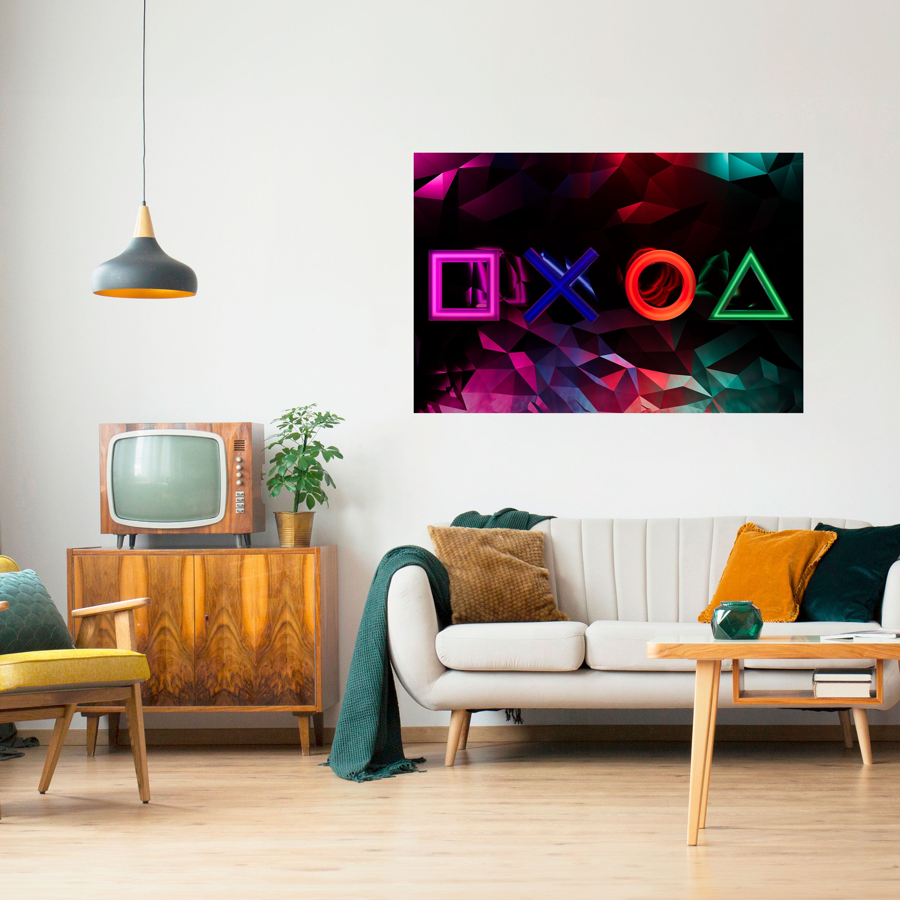 GEOMETRIC GAMER ICONS Naklejka/Plakat poziomy