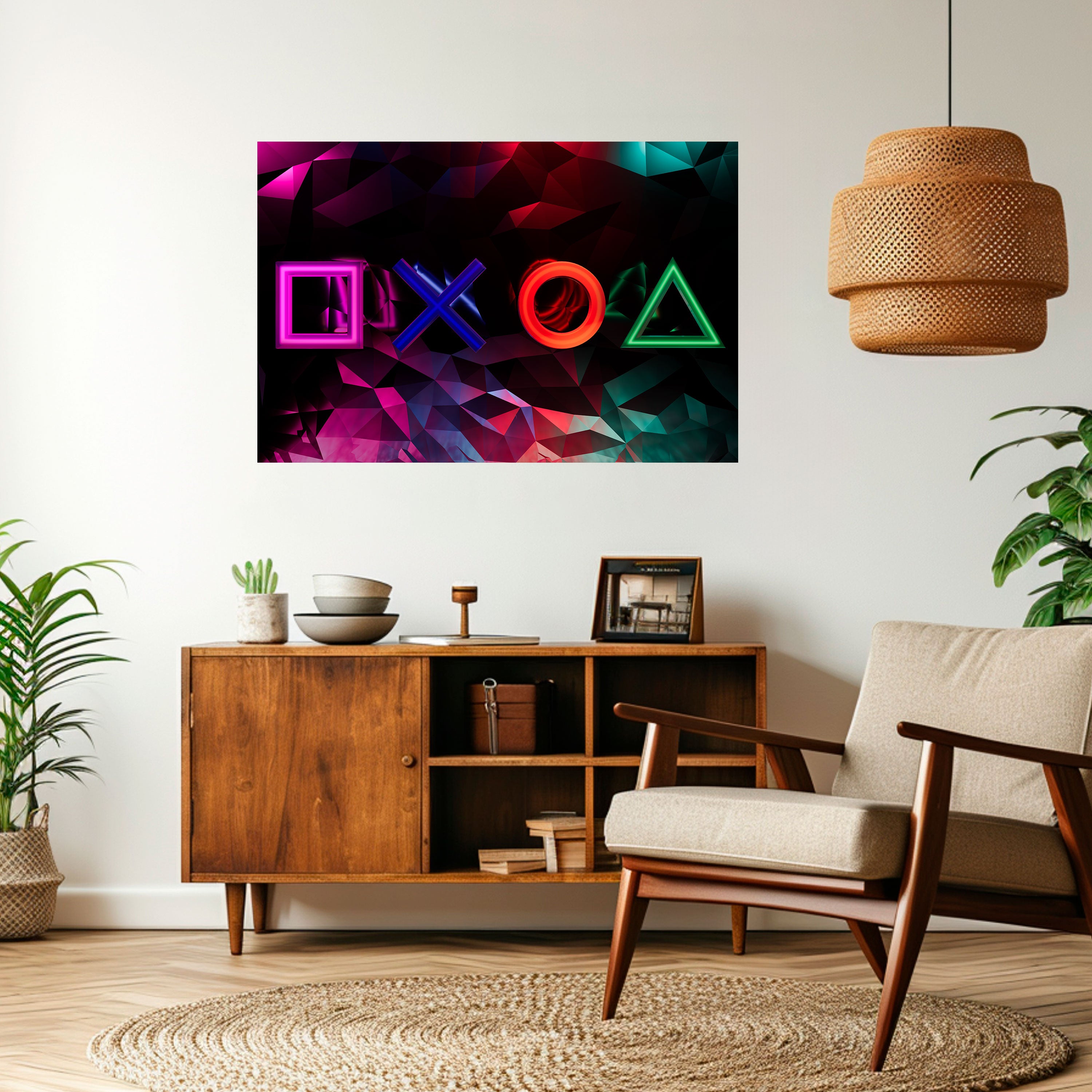 GEOMETRIC GAMER ICONS Naklejka/Plakat poziomy