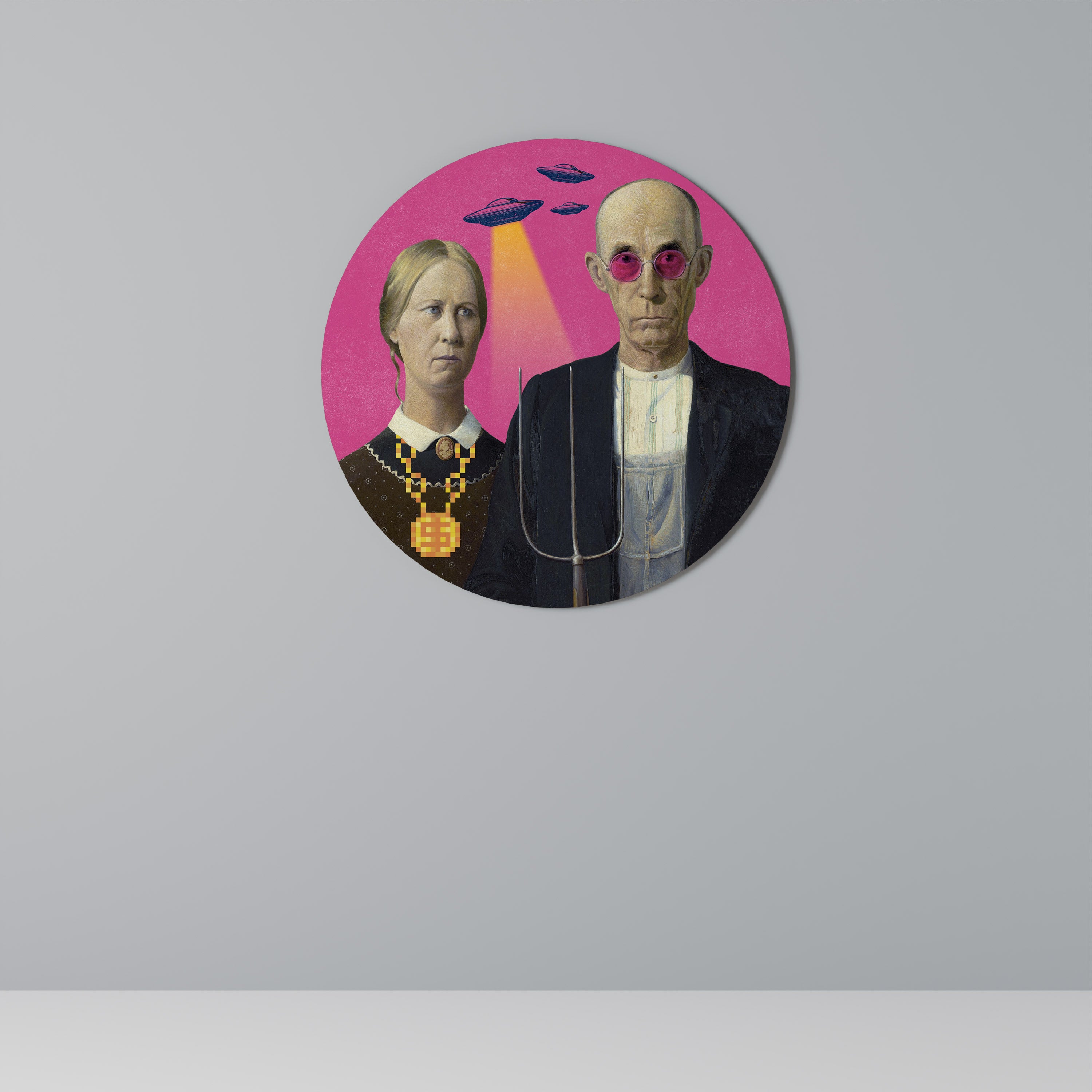 AMERICAN GOTHIC ALIEN Obraz okrągły