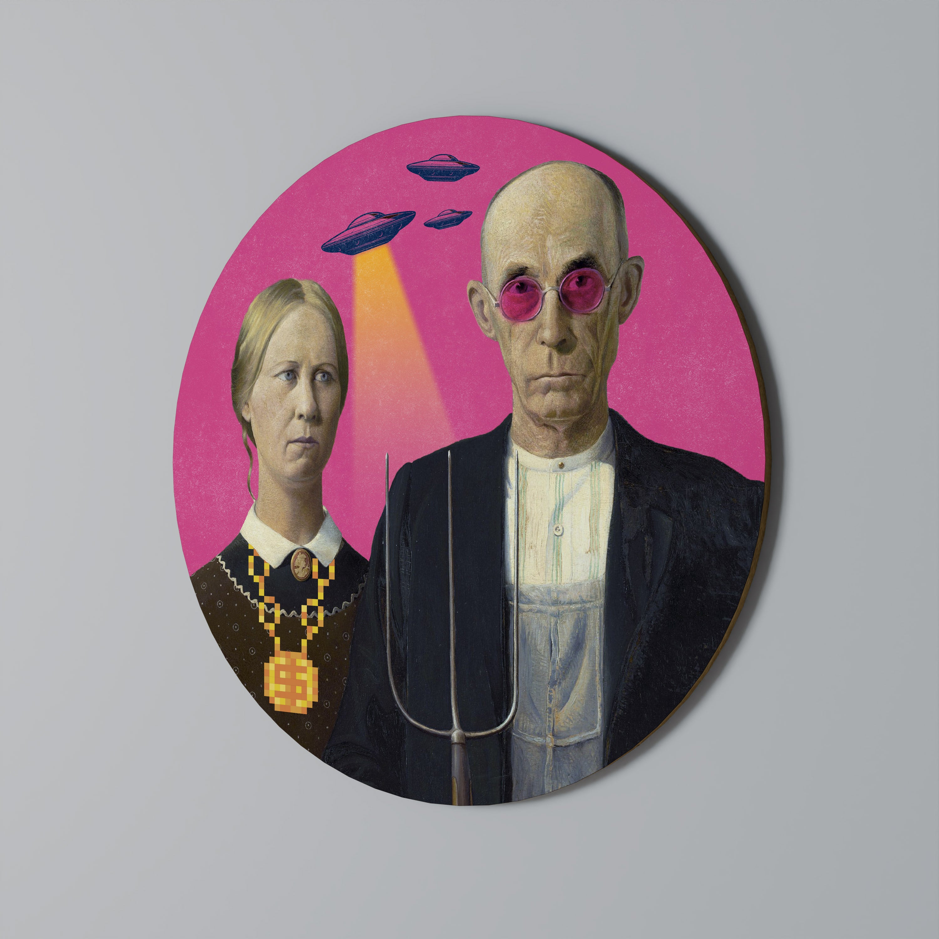 AMERICAN GOTHIC ALIEN Obraz okrągły