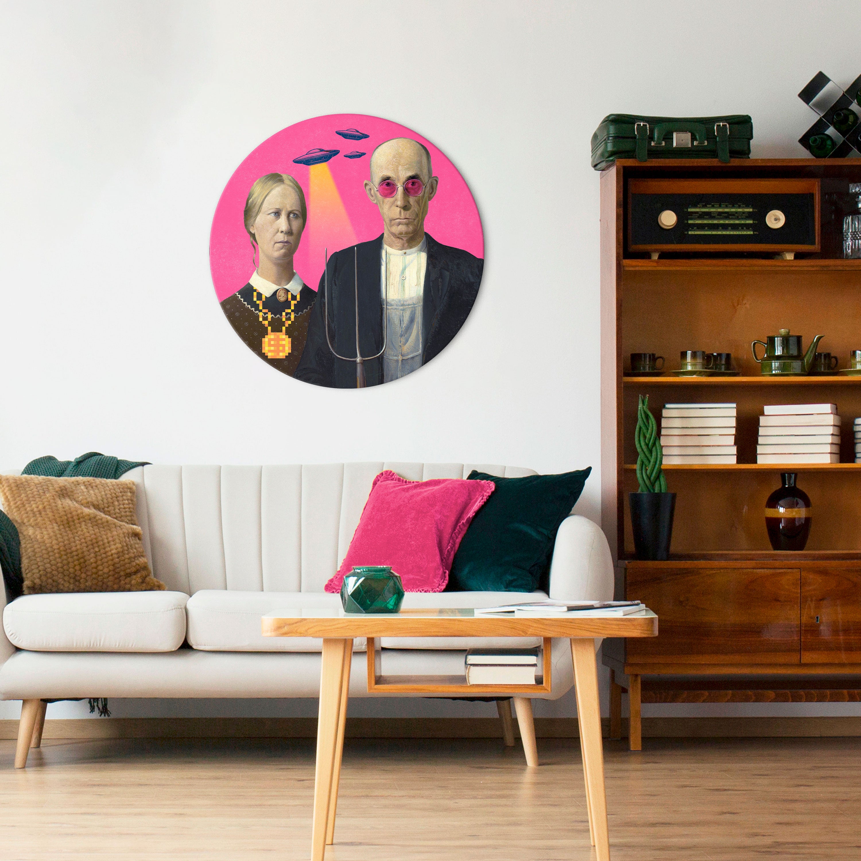 AMERICAN GOTHIC ALIEN Obraz okrągły