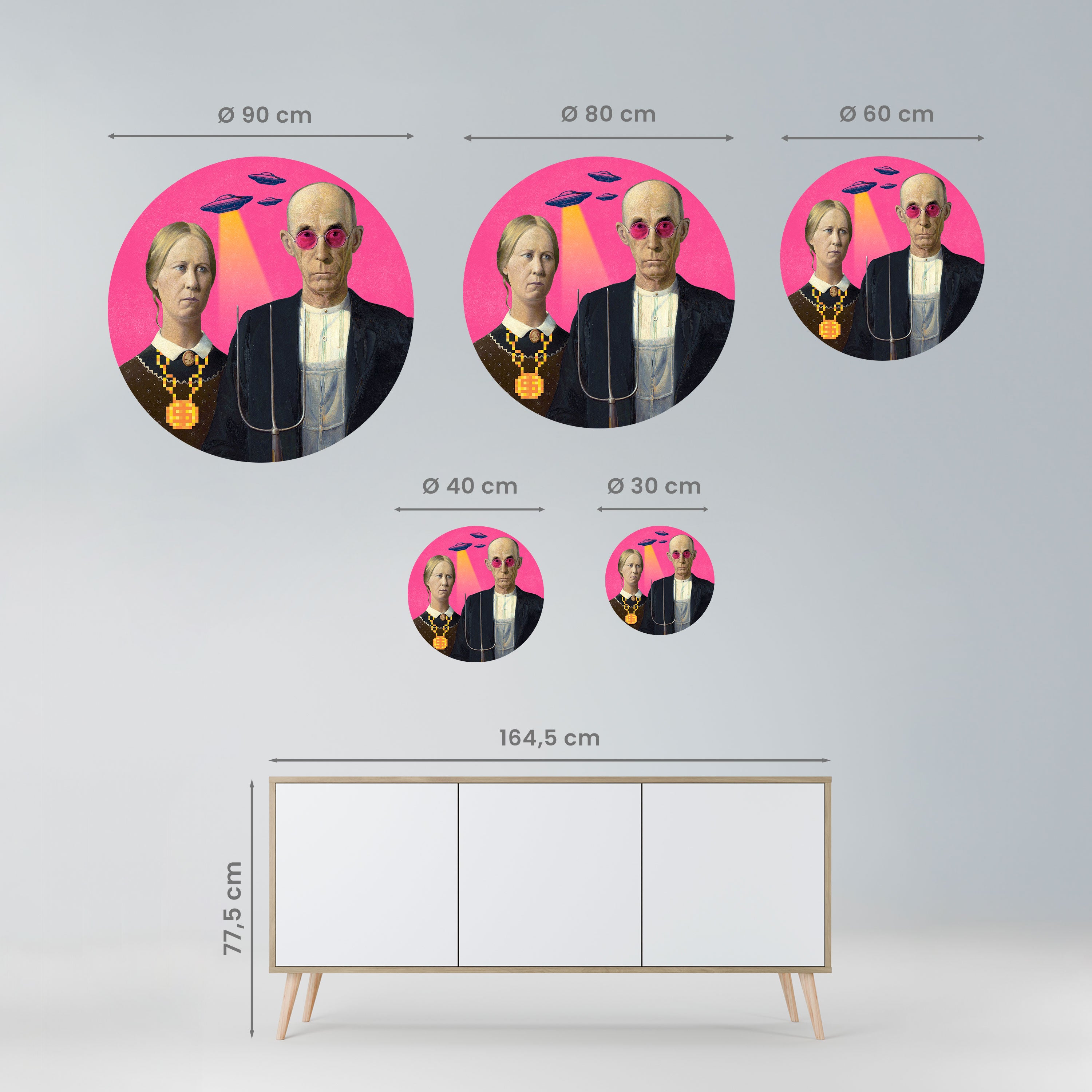 AMERICAN GOTHIC ALIEN Naklejka okrągła