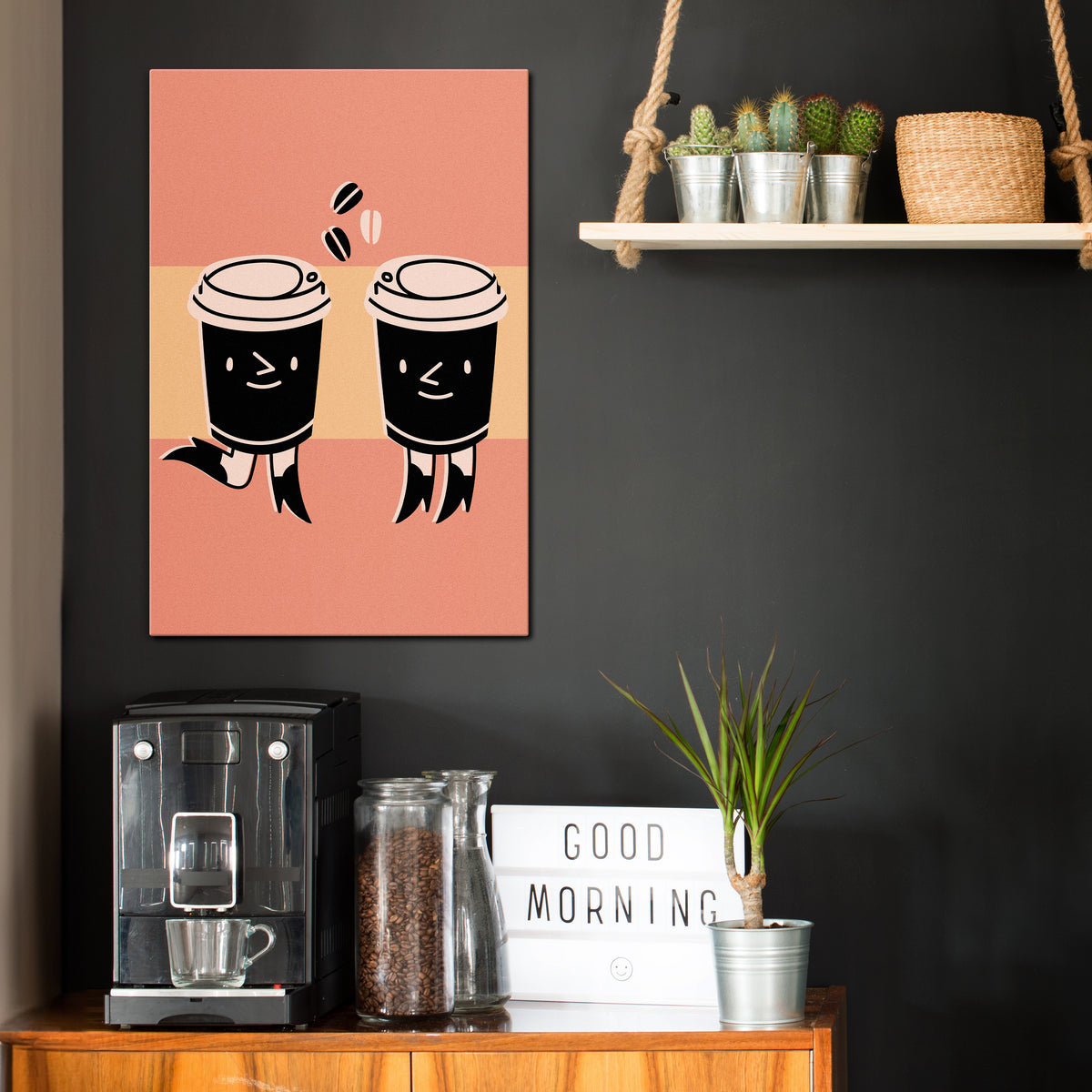JOYFUL COFFEE Pionowy obraz na płótnie