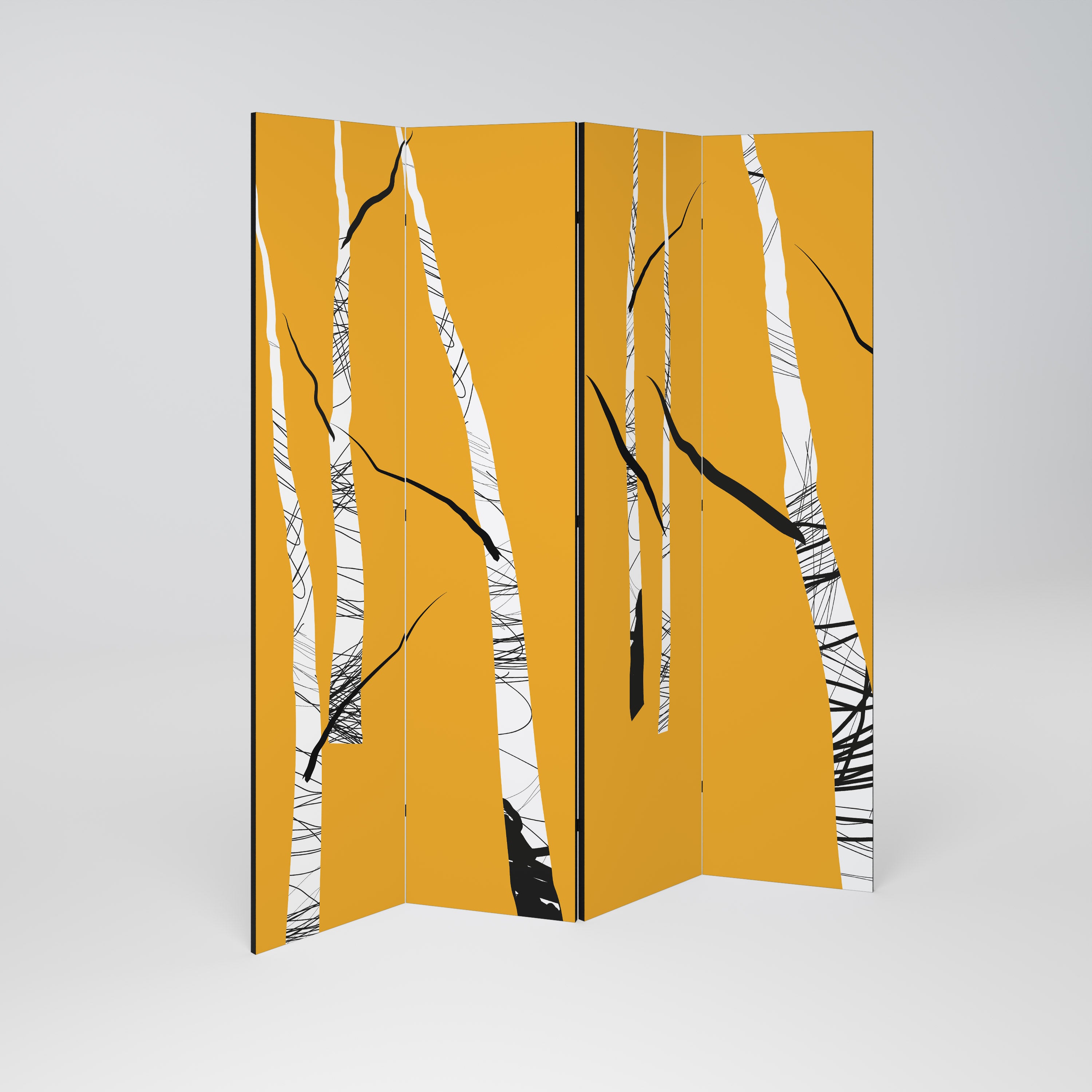 BIRCH ABSTRACT Dekoracyjny parawan 4-skrzydłowy