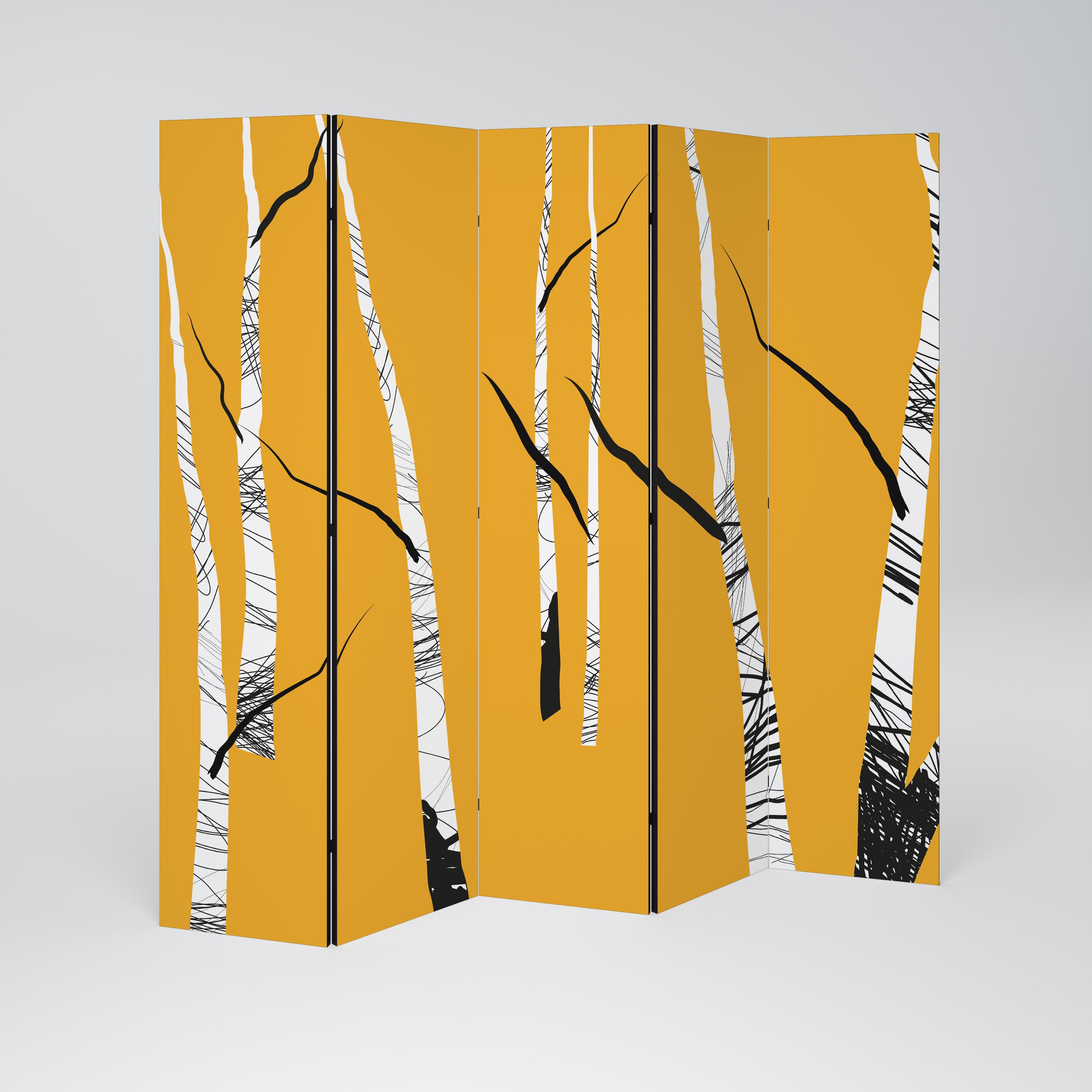 BIRCH ABSTRACT Dekoracyjny parawan 5-skrzydłowy