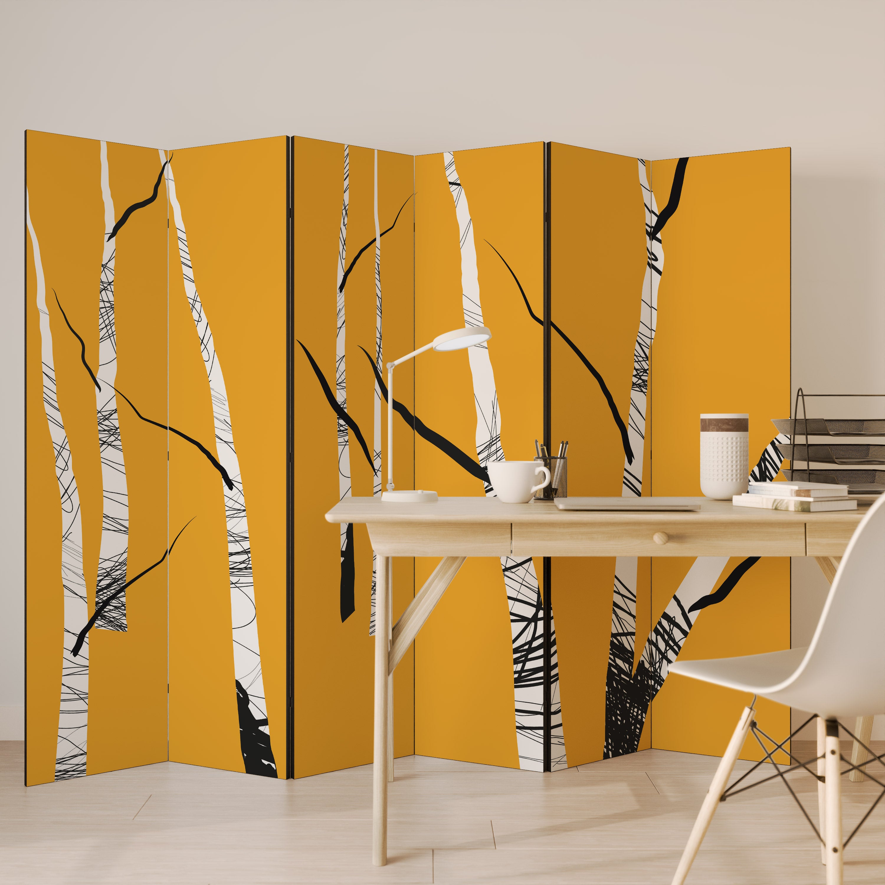BIRCH ABSTRACT Dekoracyjny parawan 6-skrzydłowy