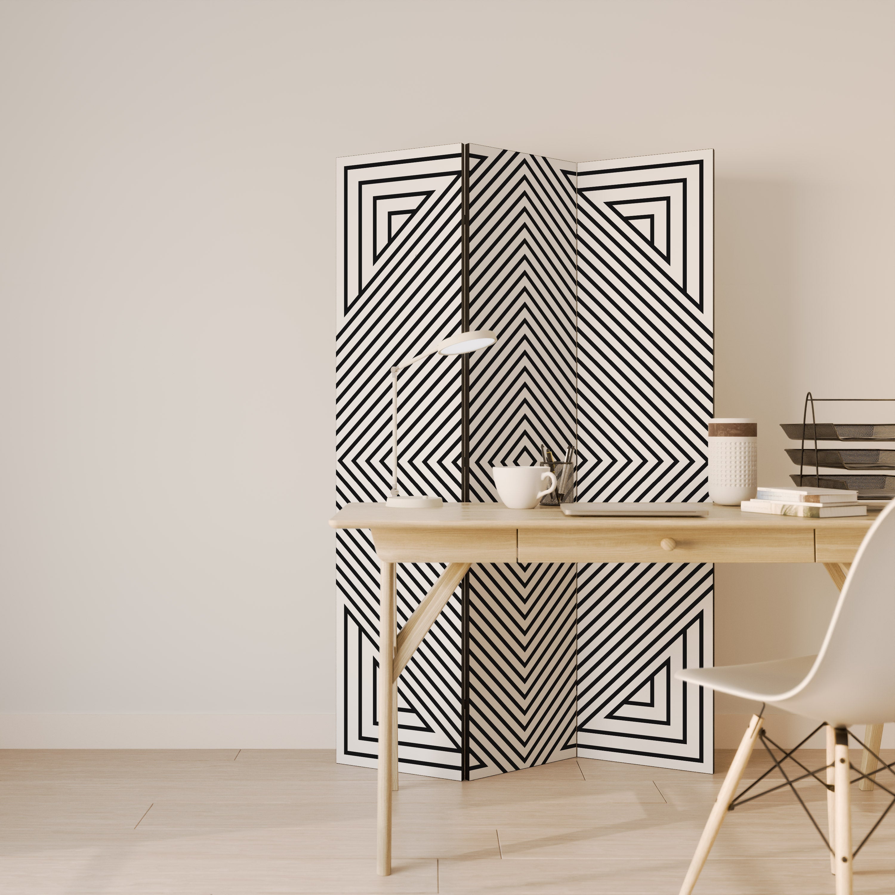 POLYGON ILLUSION Dekoracyjny parawan 3-skrzydłowy