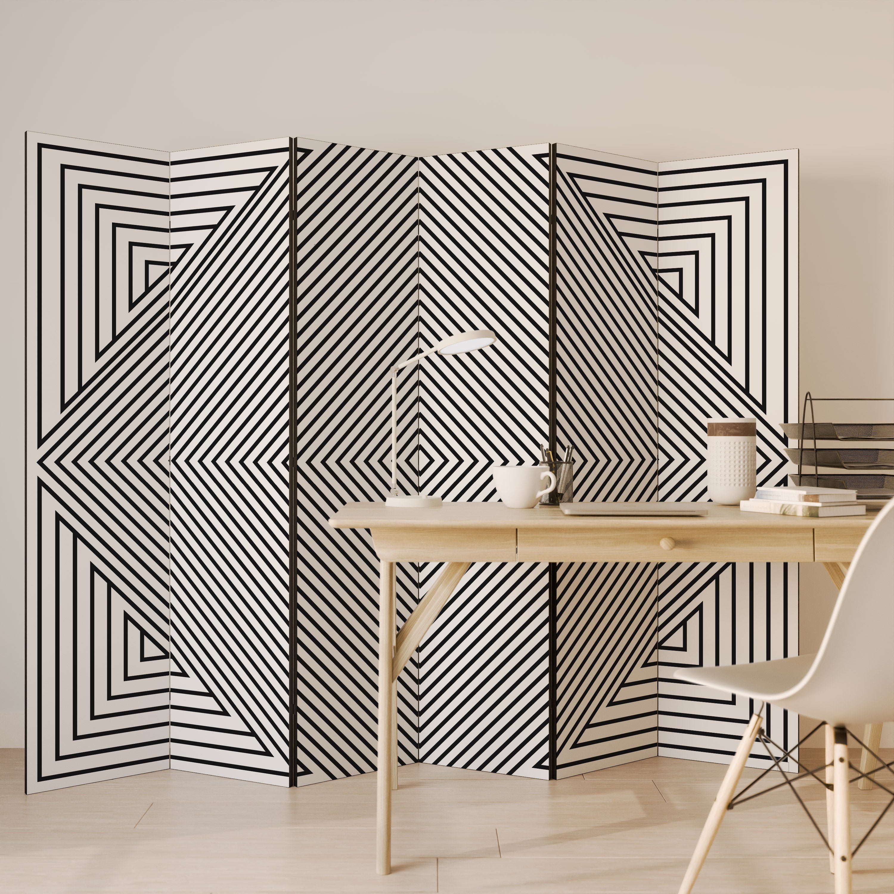 POLYGON ILLUSION Dekoracyjny parawan 6-skrzydłowy