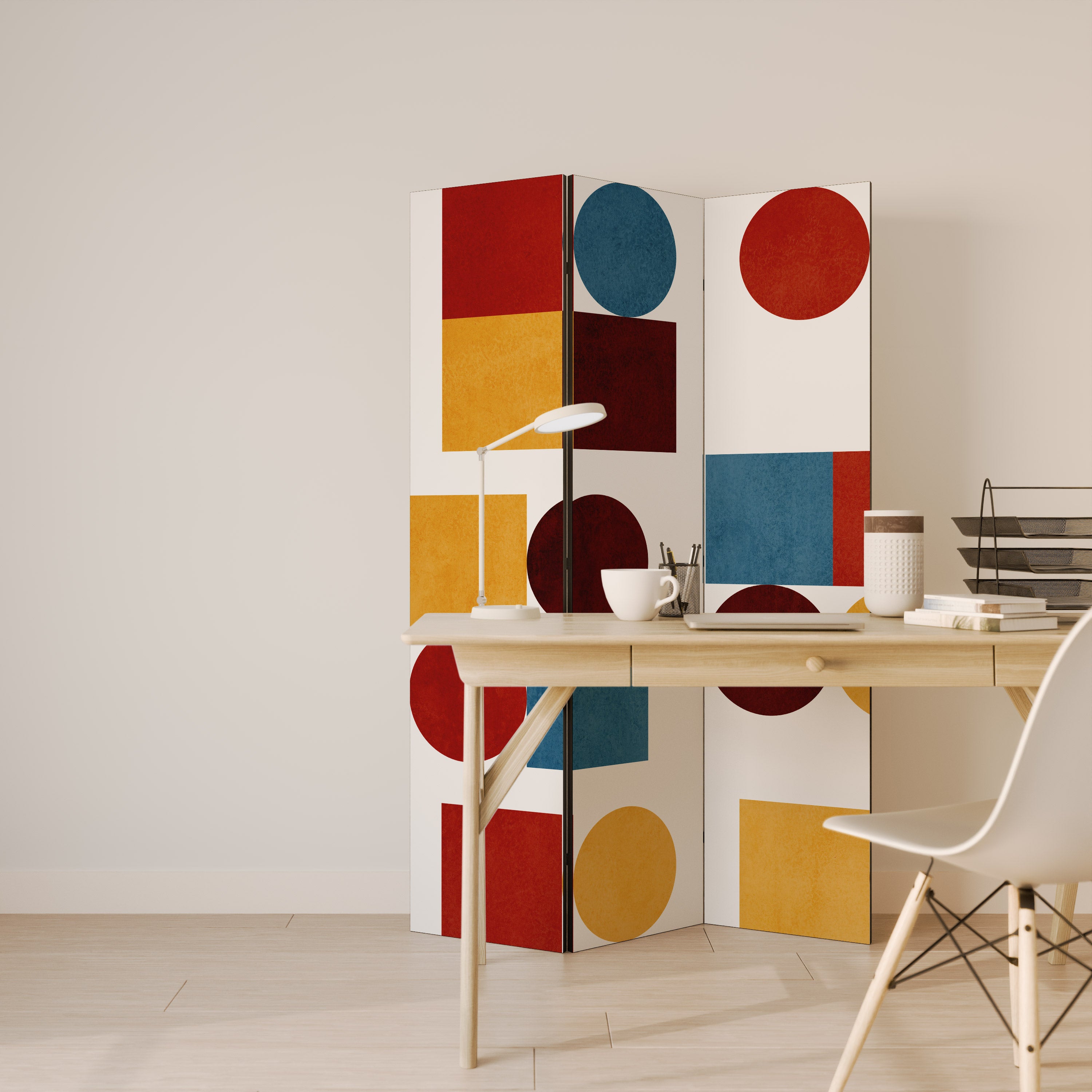 GEOMETRIC PUZZLE Dekoracyjny parawan 3-skrzydłowy