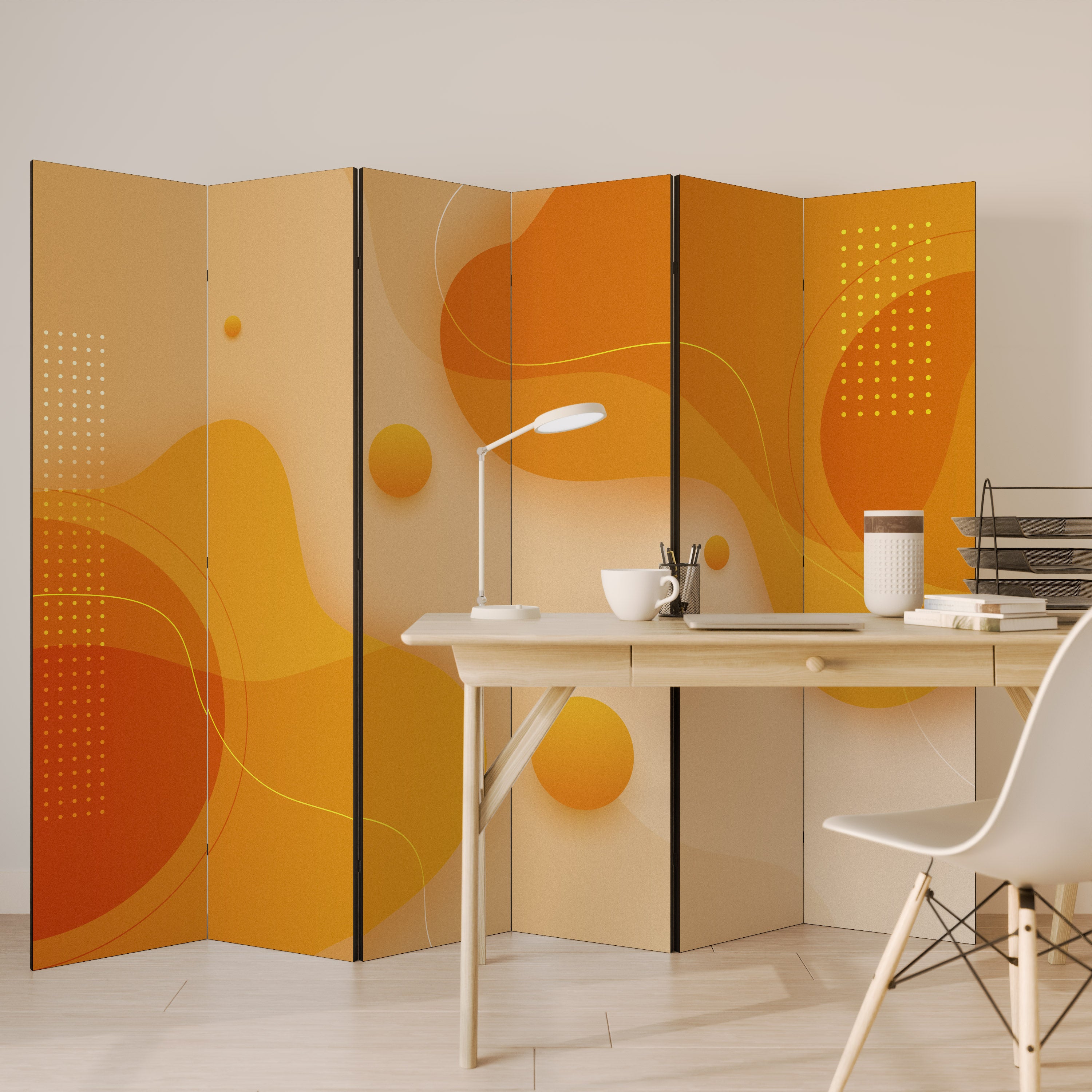 ORANGE ARRANGEMENT Dekoracyjny parawan 6-skrzydłowy