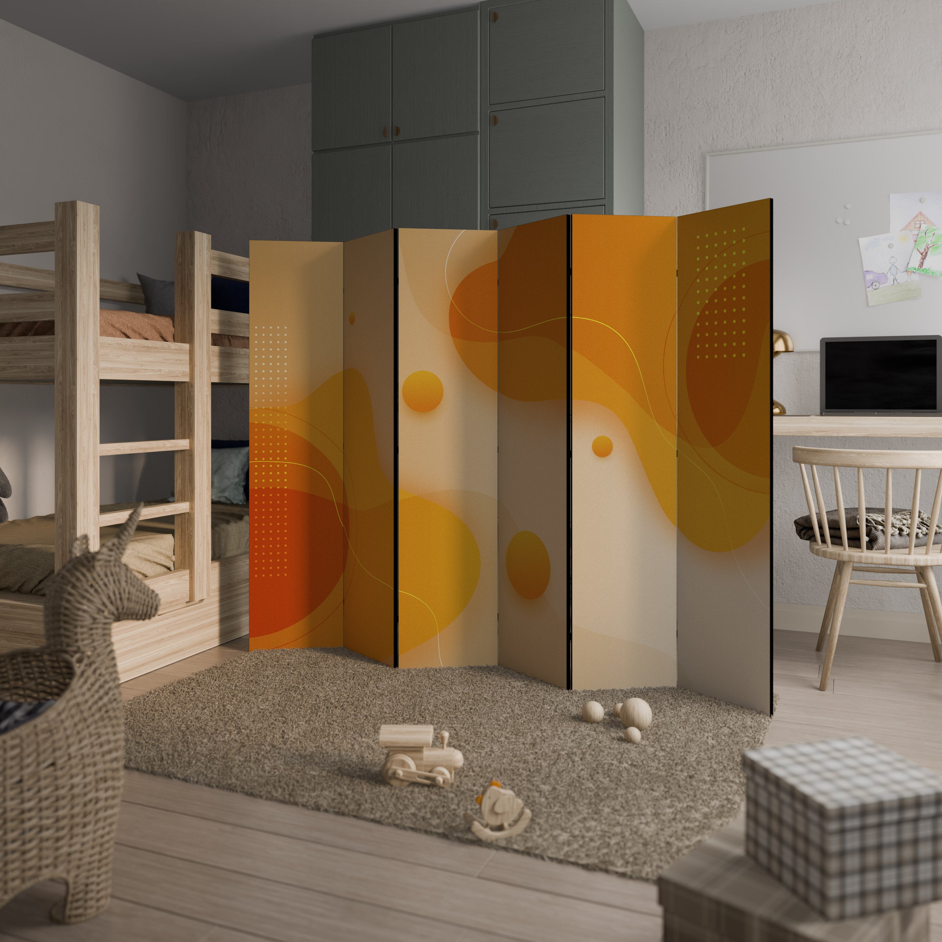ORANGE ARRANGEMENT Dekoracyjny parawan 6-skrzydłowy