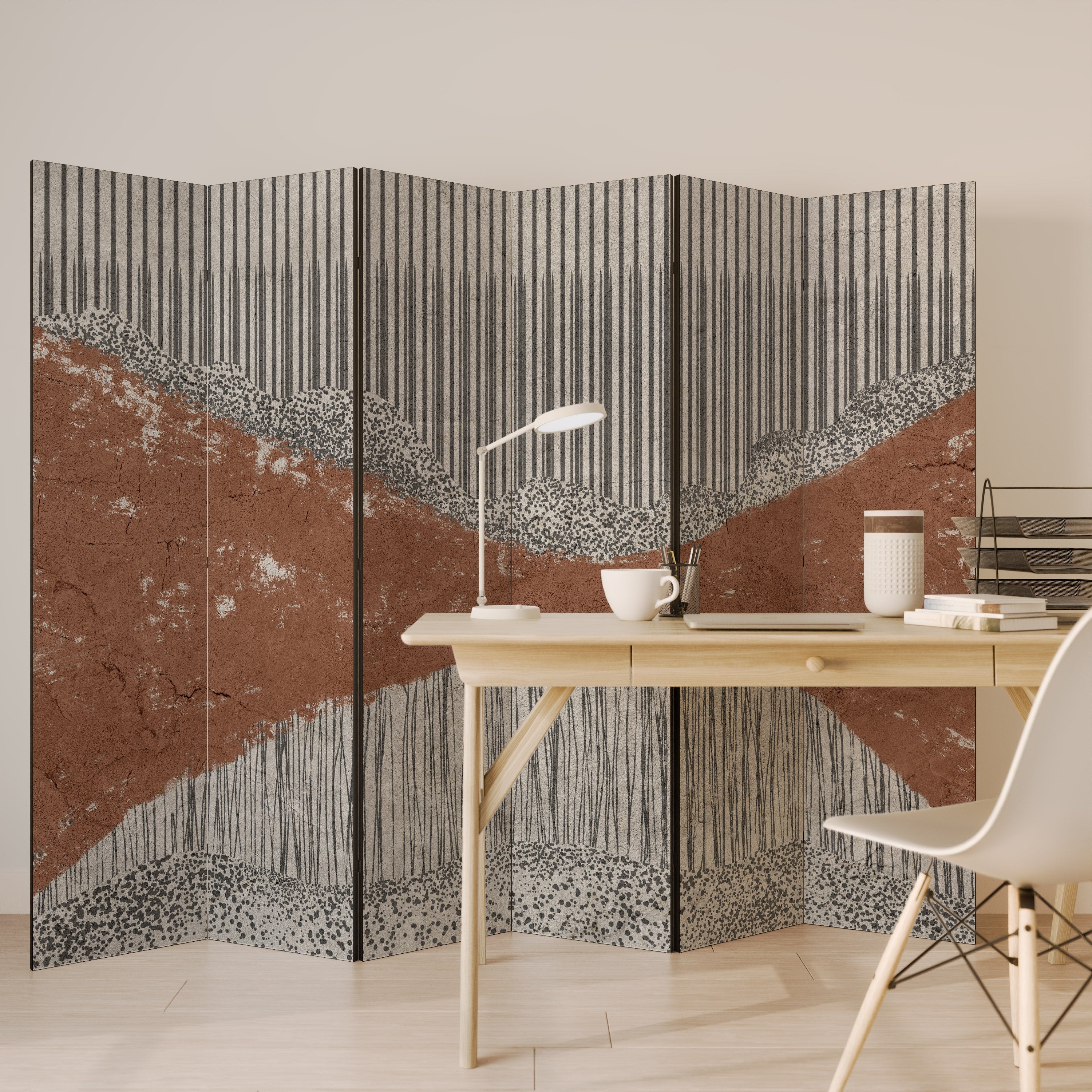 STRIPED TERRAIN Dekoracyjny parawan 6-skrzydłowy