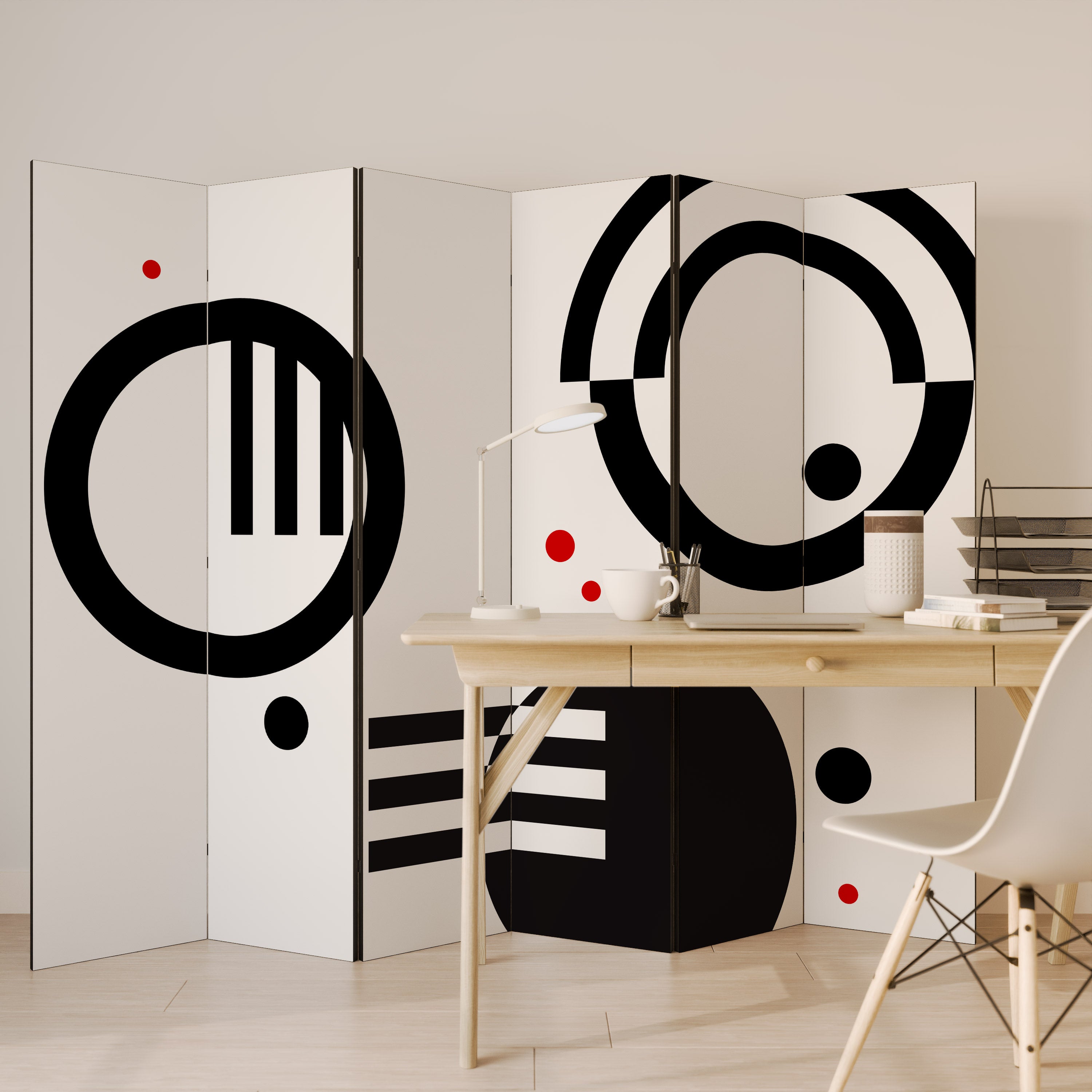 BLACK AND WHITE COMBINATION Dekoracyjny parawan 6-skrzydłowy