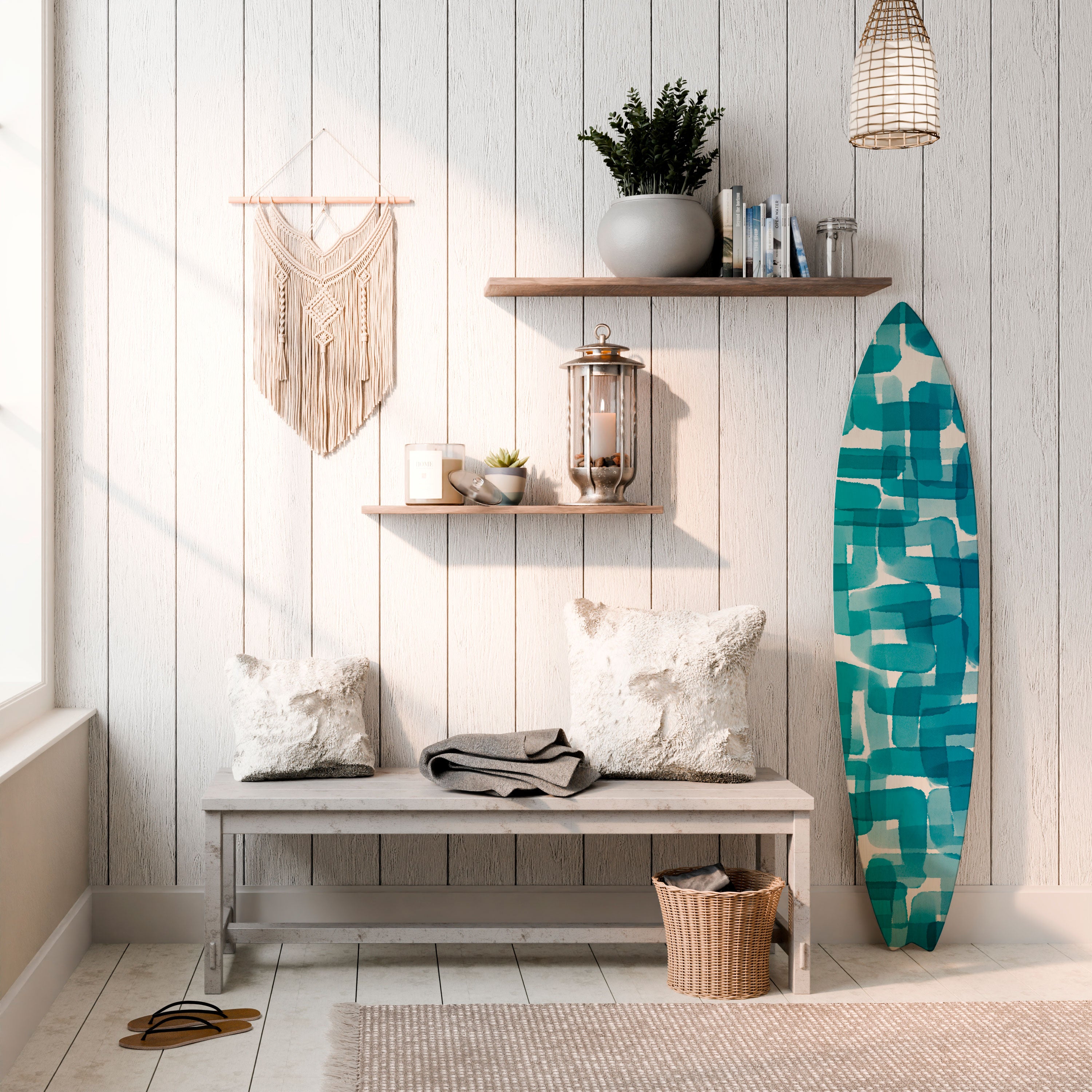 TURQUOISE RECTANGLES Dekoracyjna deska surfingowa