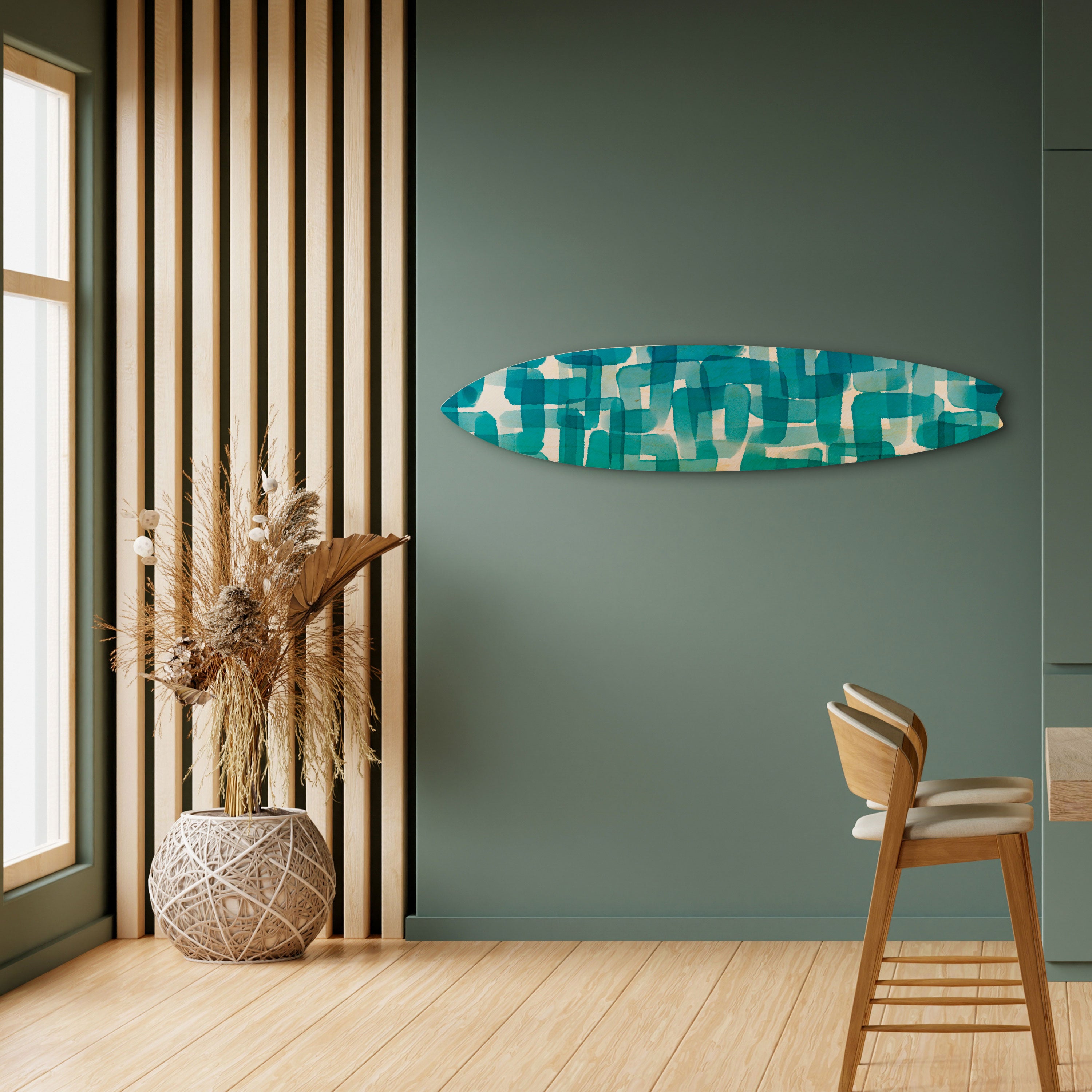 TURQUOISE RECTANGLES Dekoracyjna deska surfingowa